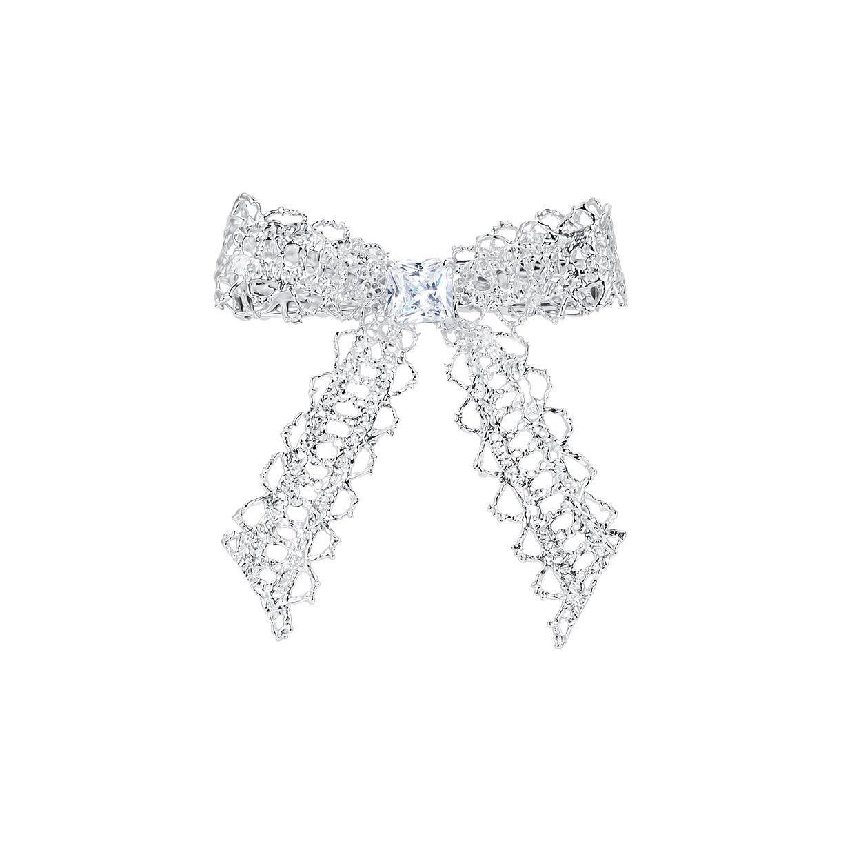 KW6BAC1YV19SV Yvmin x Shushu/Tong Lace Bowknot Gemstone Hair Clip Silver - 26SS