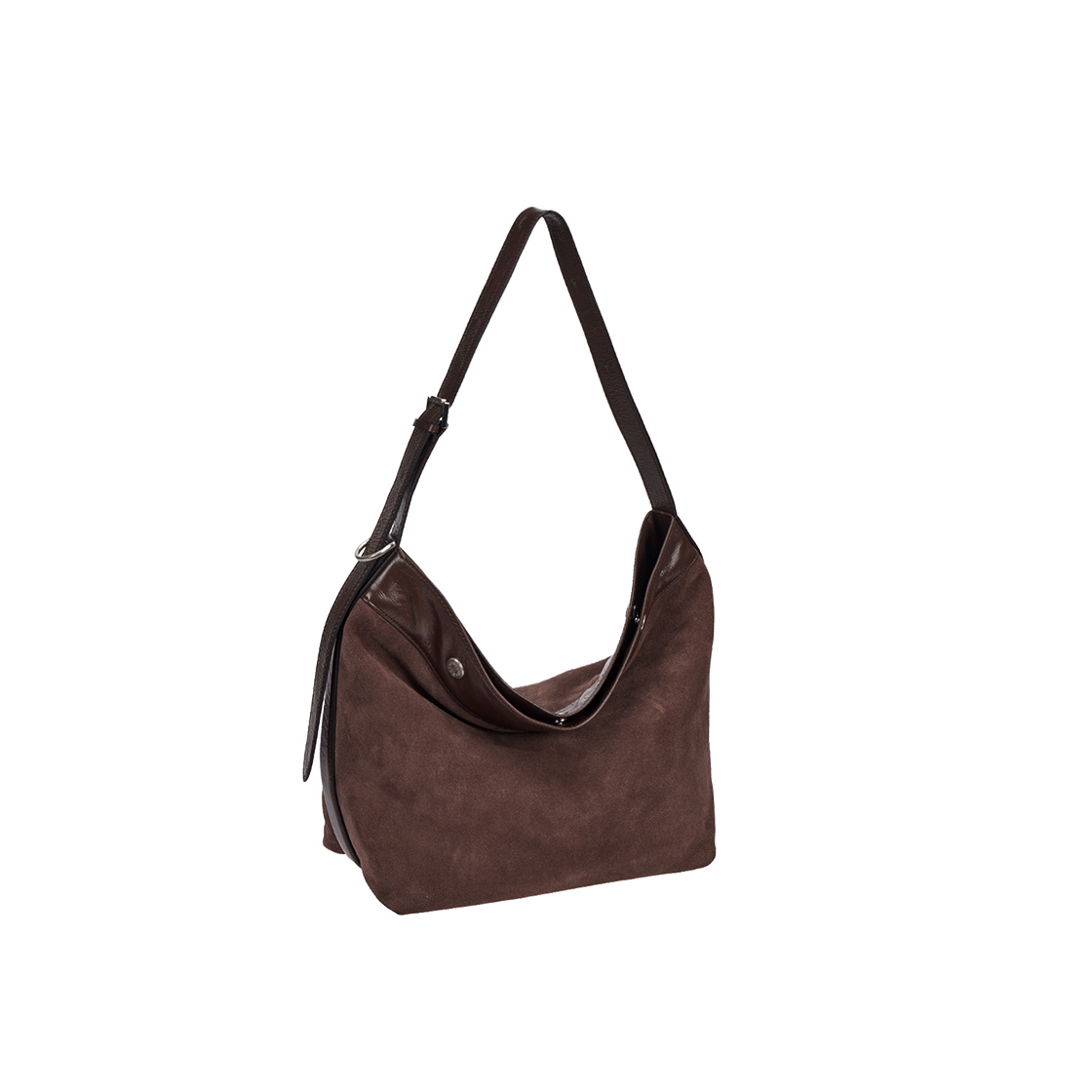 분크 퍼펙 버튼 업 소프트 스웨이드 호보 스몰 럼브라운(vunque Perfec Button Up Soft Suede Hobo S Rum Brown)