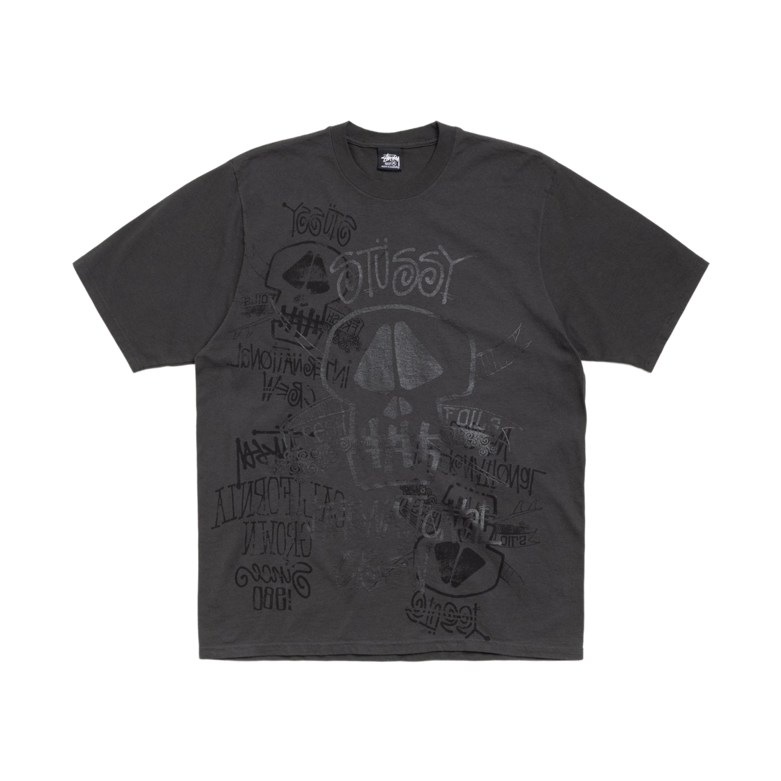 스투시 스컬 피그먼트 다이드 티셔츠 페이디드 블랙(Stussy Skulls Pigment Dyed T-Shirt Faded Black)