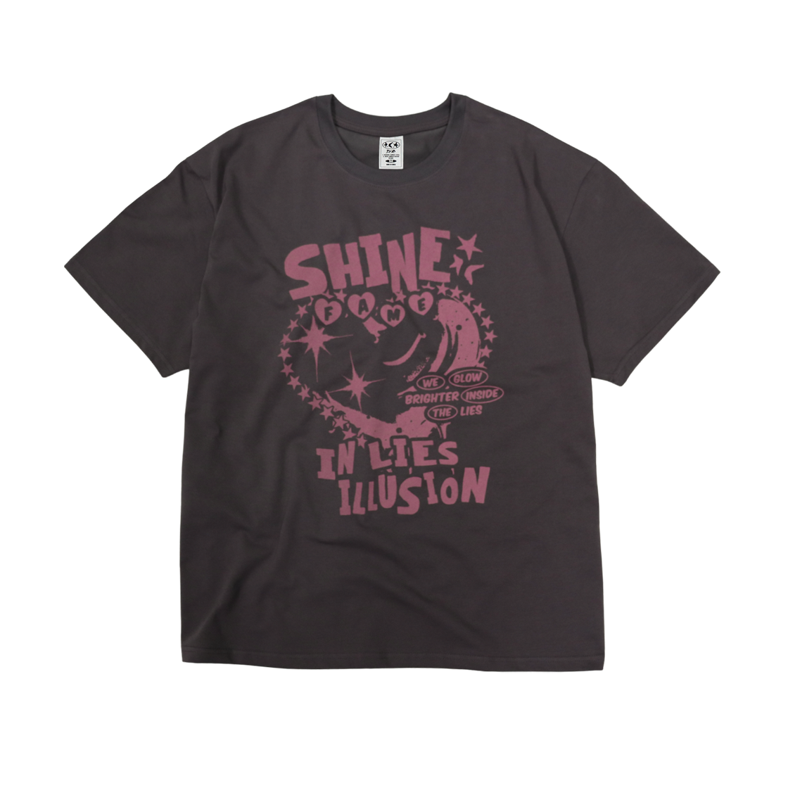 디파이클럽로버스 샤인 인 라이즈 일루젼 반팔 티셔츠 차콜(DEFYCLUBROBBERS Shine In Lies Illusion Tshirts Charcoal)
