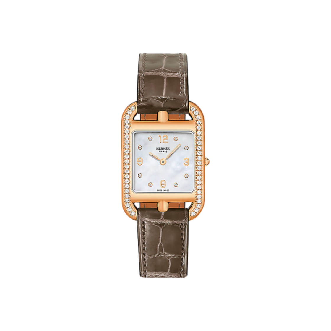 에르메스 케이프코드 엘리게이터 다이아 그리 엘레펑 B각인 31mm(Hermes Cape Cod Alligator Diamond Gray Elephant B Engraving 31mm)