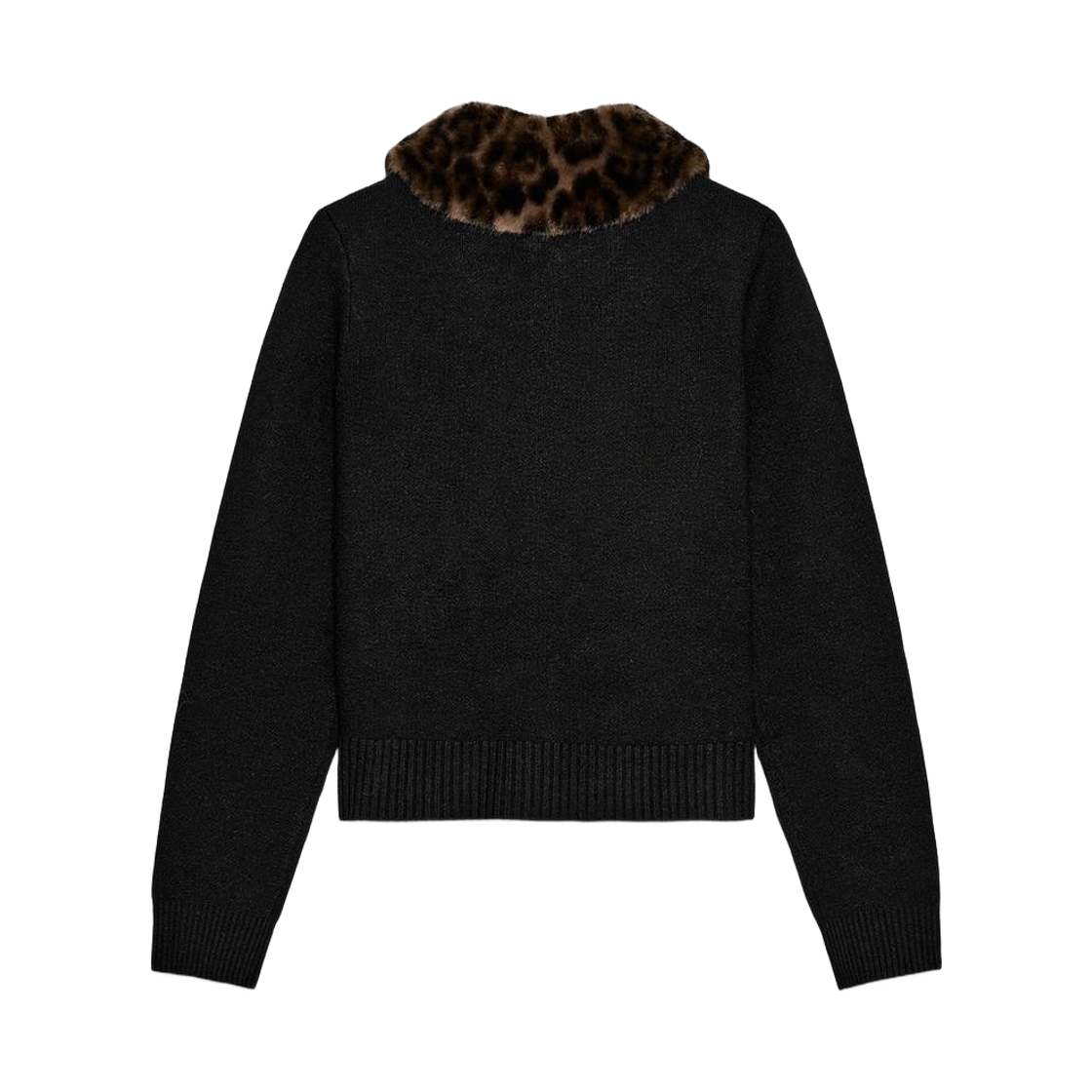 (W) 자라 포우 퍼 칼라 니트 자켓 블랙((W) Zara Faux Fur Collar Knit Jacket Black) - 2