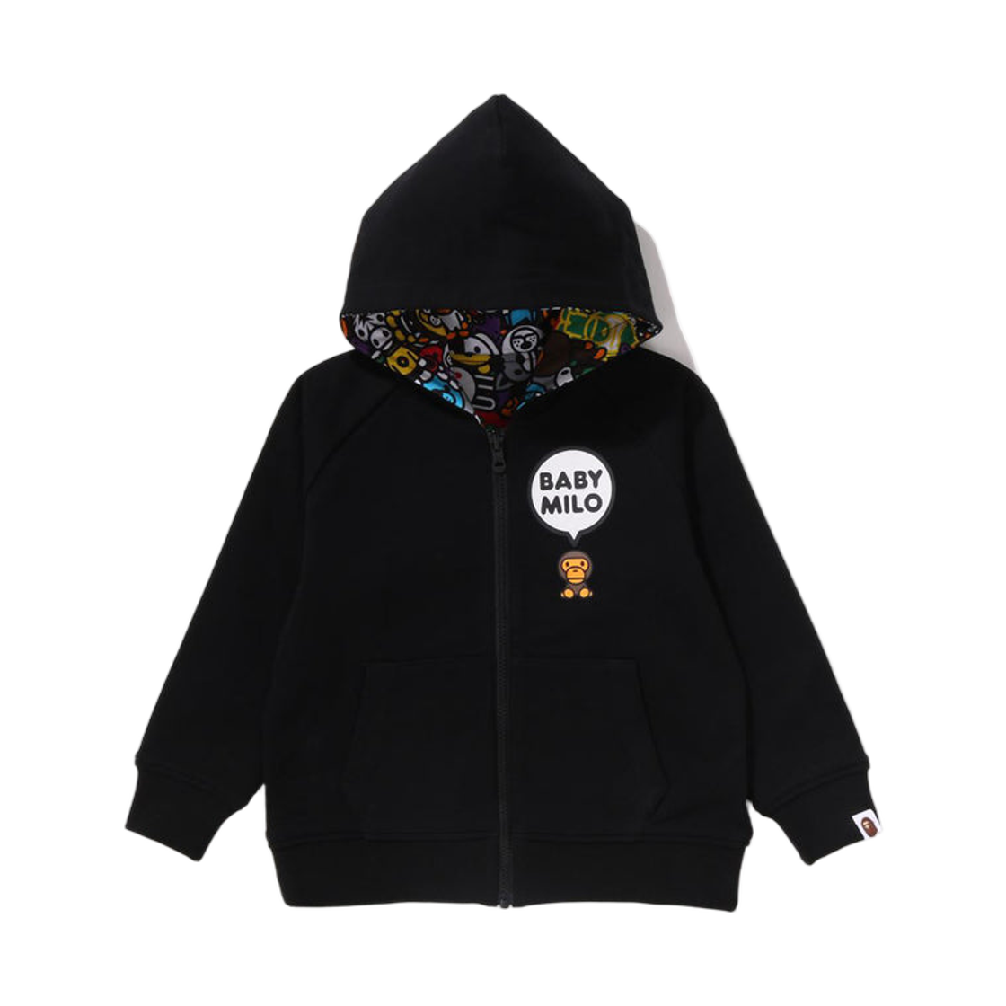 (키즈) 베이프 베이비 마일로 패턴 리버시블 집 후드 블랙((Kids) BAPE Baby Milo Pattern Reversible Zip Hoodie Black) - 1