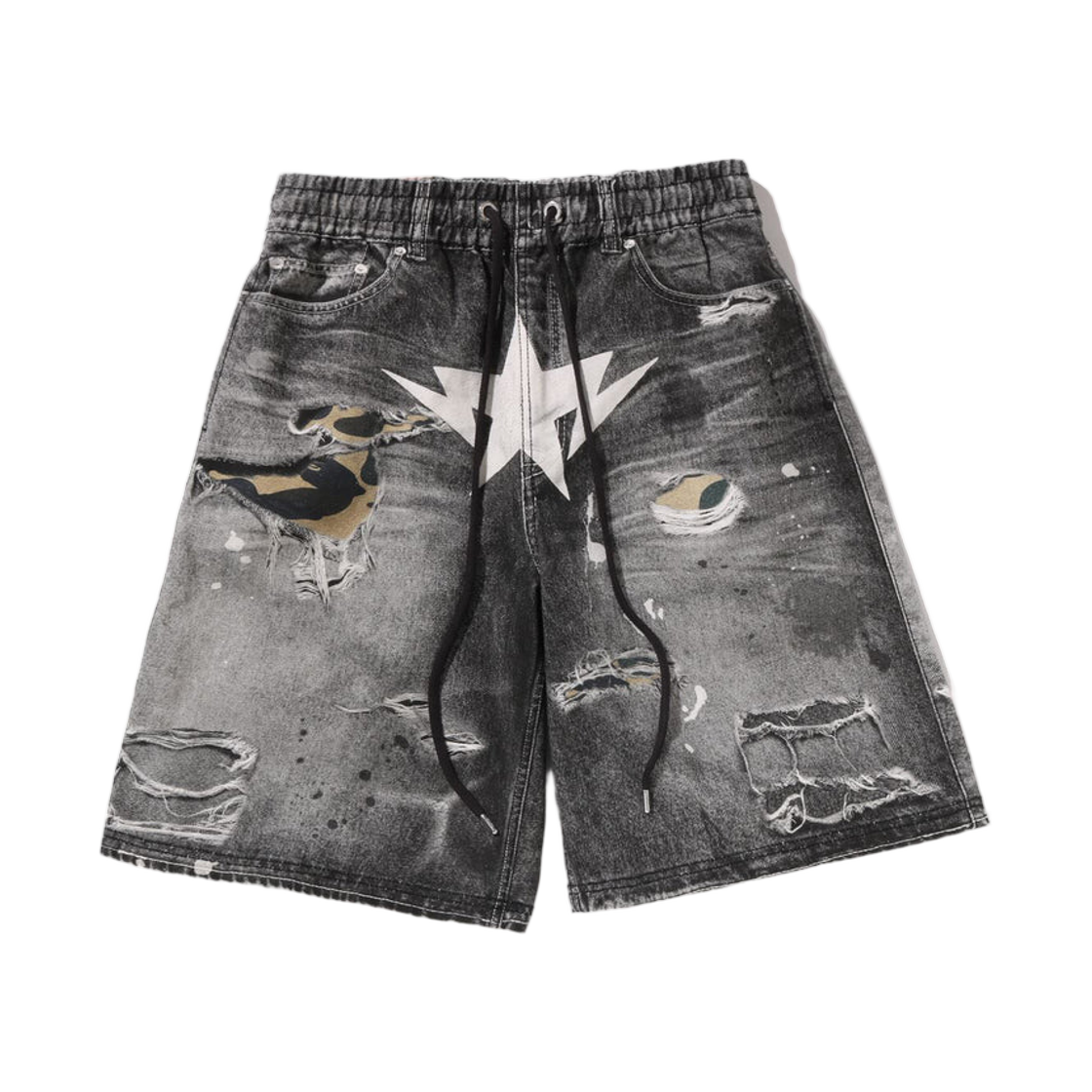베이프 스타 페이크 프린트 릴렉스드 핏 쇼츠 블랙(BAPE Sta Fake Print Relaxed Fit Shorts Black)