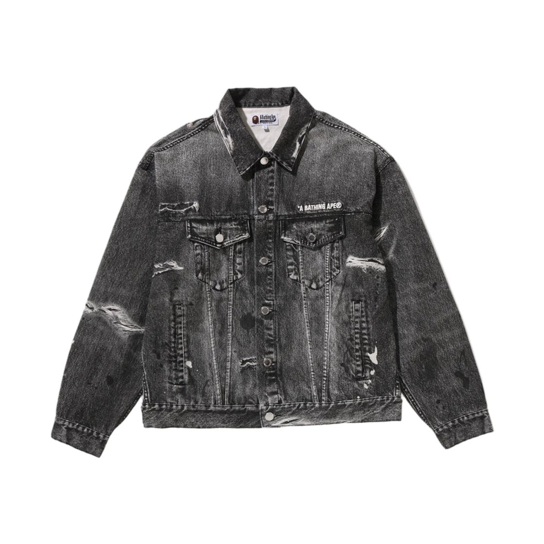 - BAPE Fake Print Trucker Jacket Black