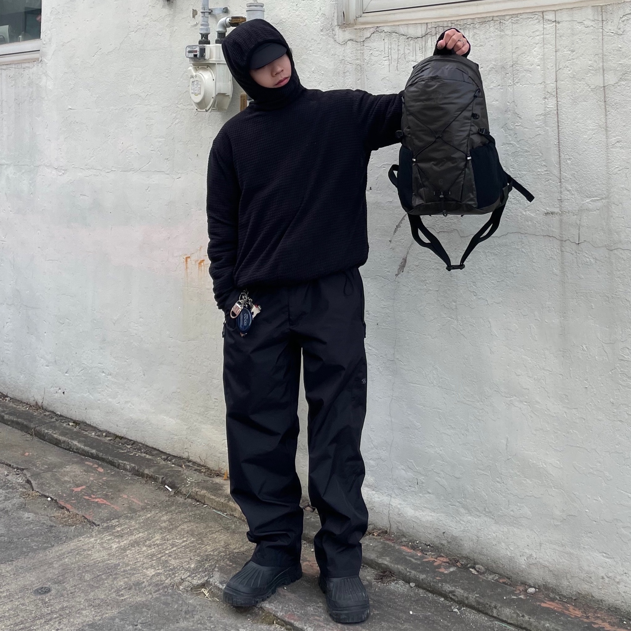 negative split club Windlayer Finger Watch-Hole Mesh Hood Sleeve Black 착용 스타일 - 1