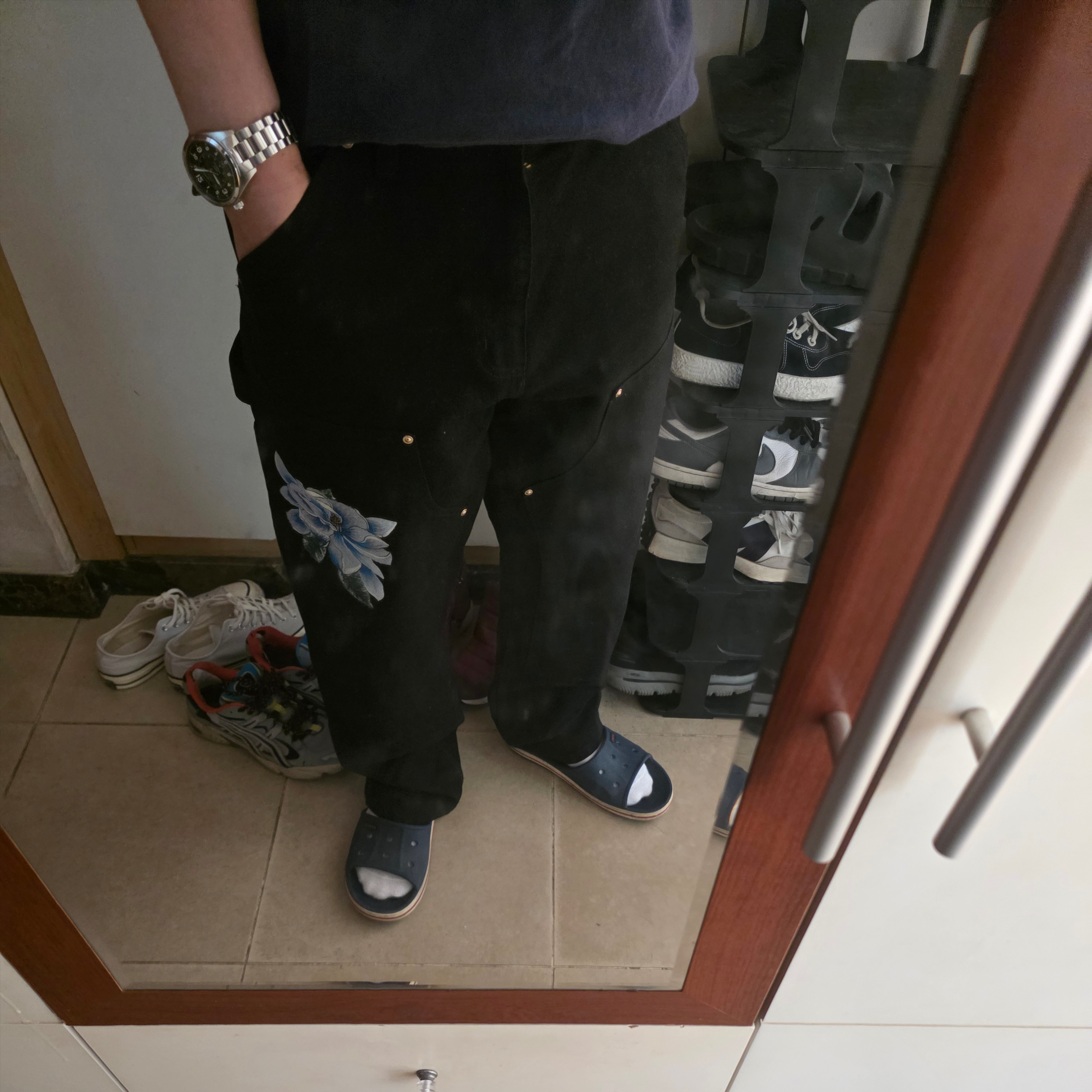 Carhartt WIP x Awake NY Double Knee Pants Black 착용 스타일