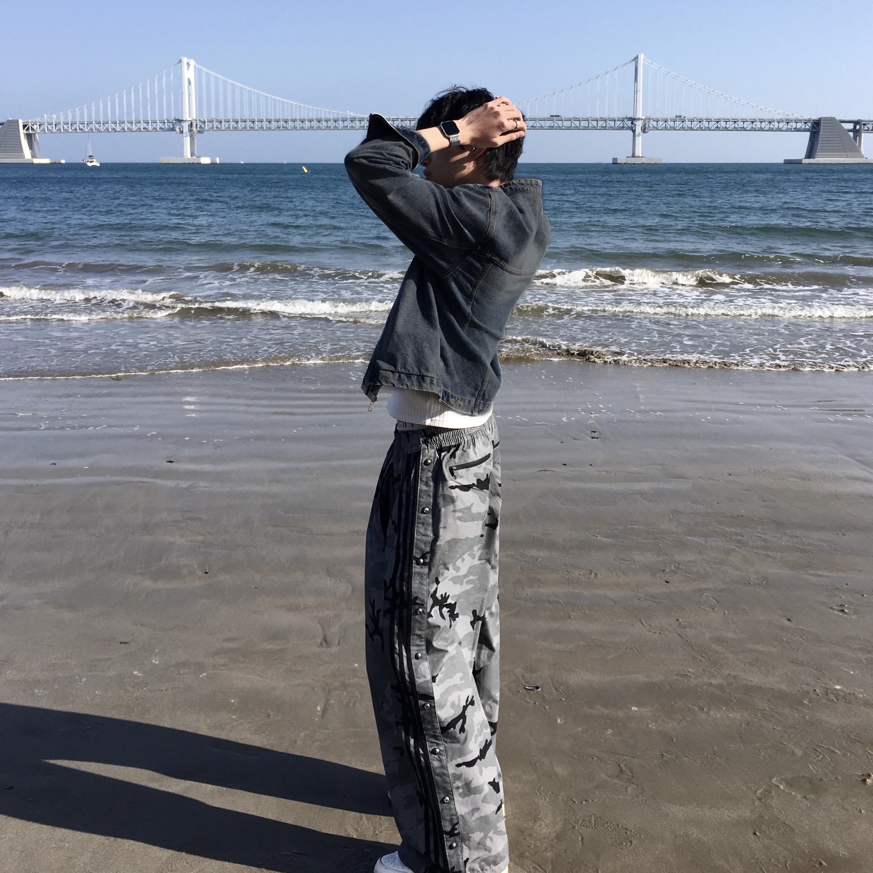 Adidas x Thug Club Track Pant Black Cream White - KR Sizing 착용 스타일 - 1