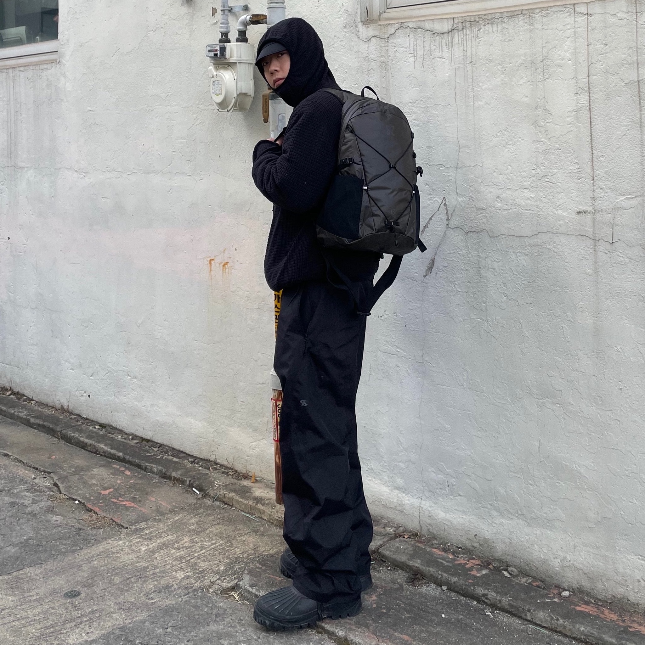 negative split club Windlayer Finger Watch-Hole Mesh Hood Sleeve Black 착용 스타일 - 2