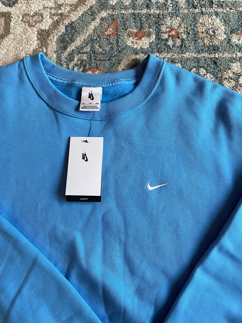 Nike Solo Swoosh Fleece Crew University Blue White - Asia 착용 스타일 - 2