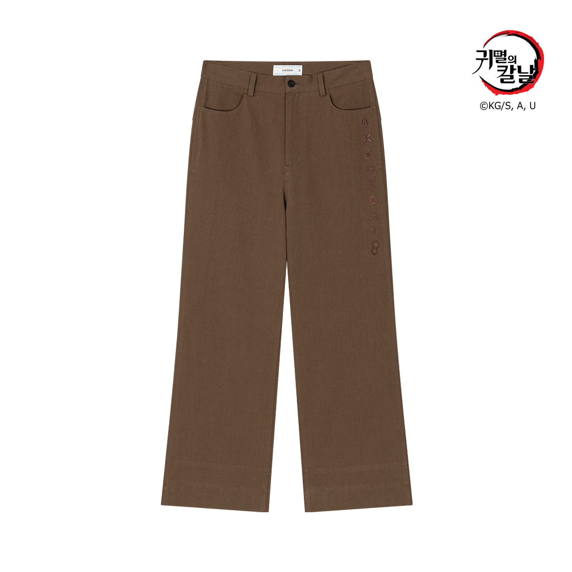 웨이비니스 주 코등이 자수 코튼 팬츠 브라운(Waviness Hashira Tsuba Embroidery Cotton Pants Brown)