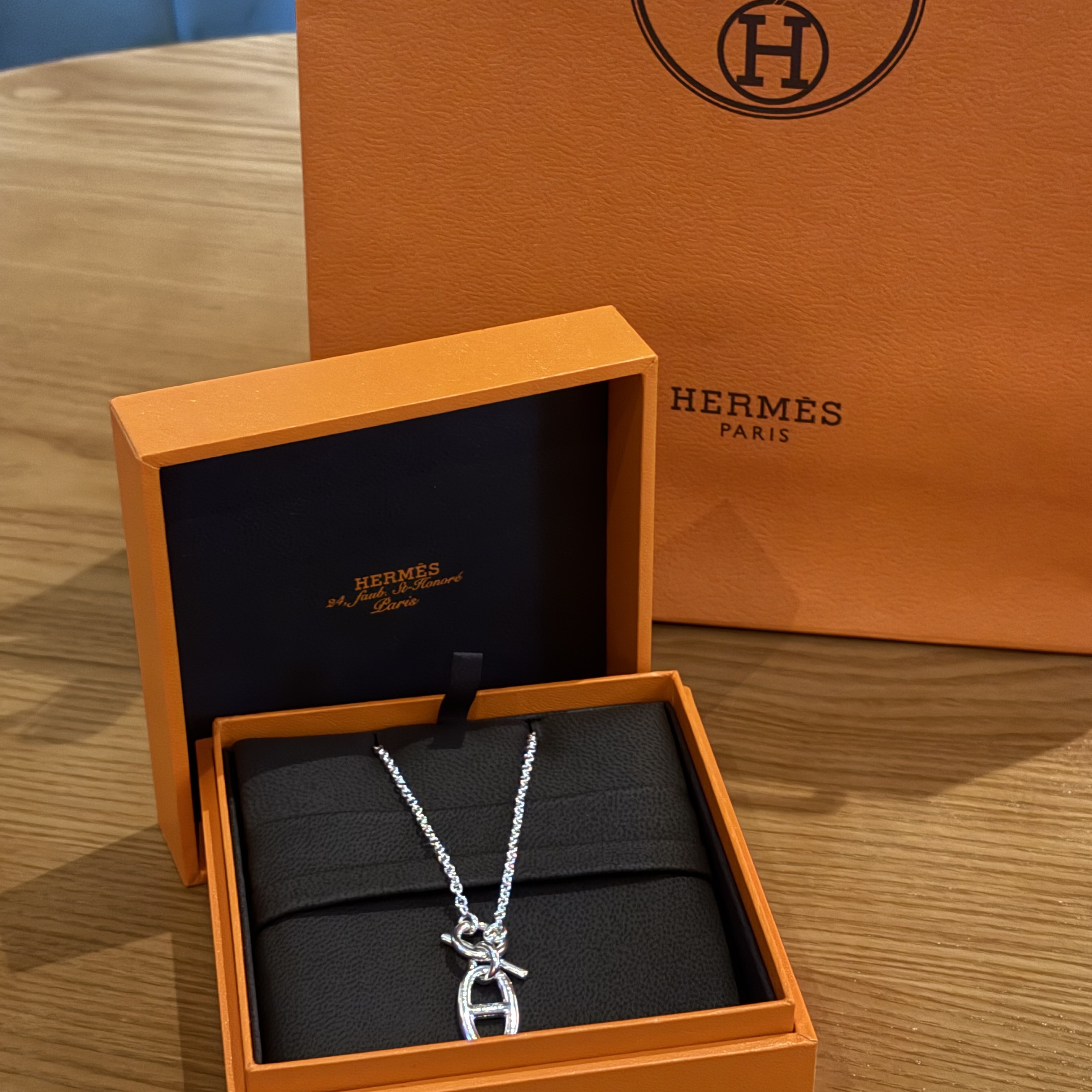 (W) Hermes Chaine D'Ancre Pendant Sterling Silver 착용 스타일 - 2