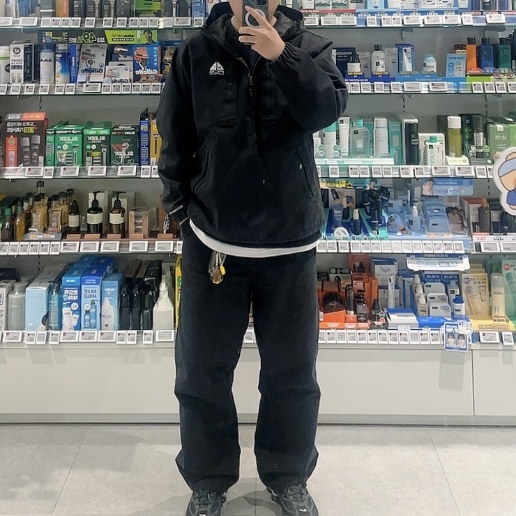 Supreme x Nike ACG Denim Pullover Black - 22FW, Nike x Supreme Shox Ride 2 SP Black 착용 스타일
