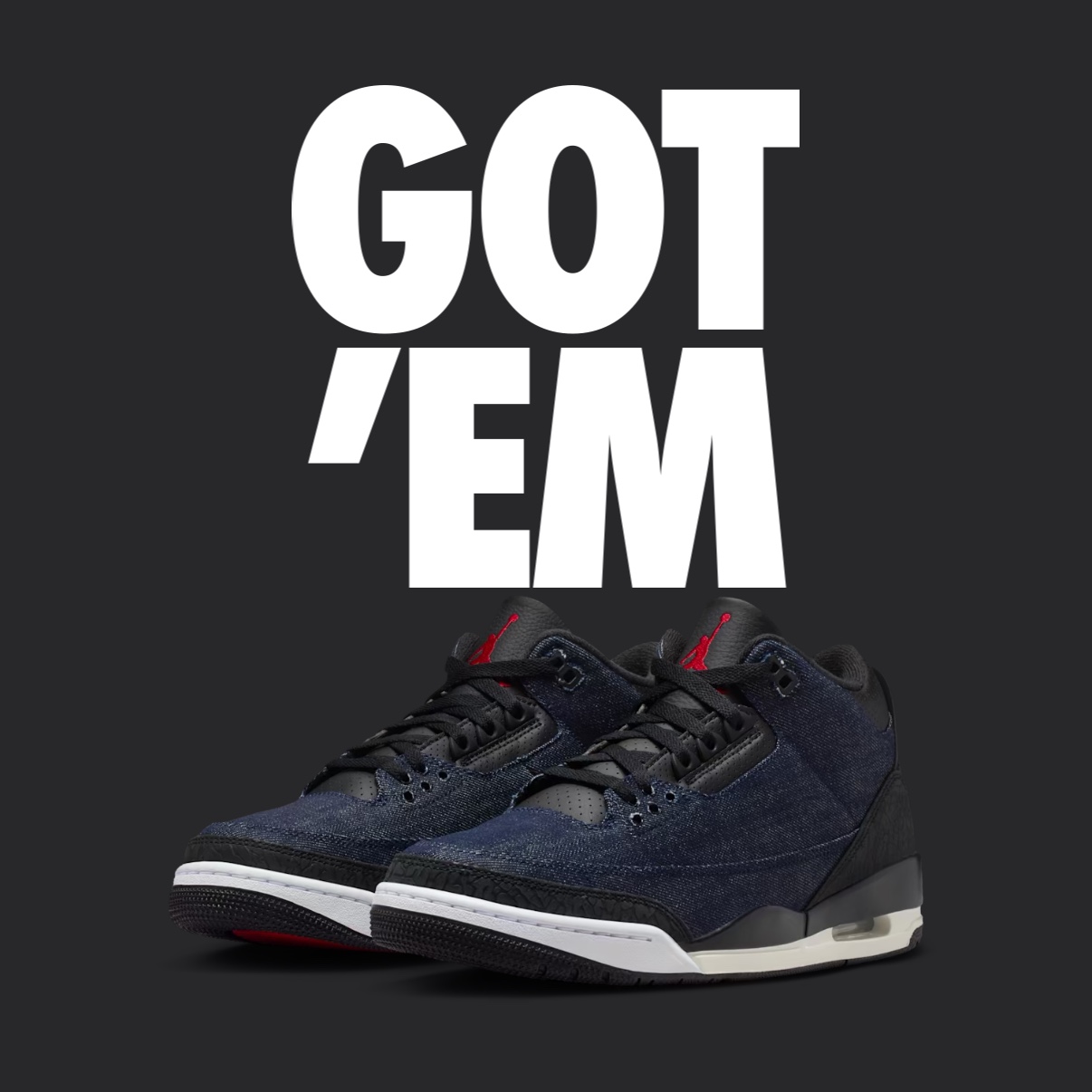 Jordan 3 x Levi’s Indigo and Gym Red 착용 스타일