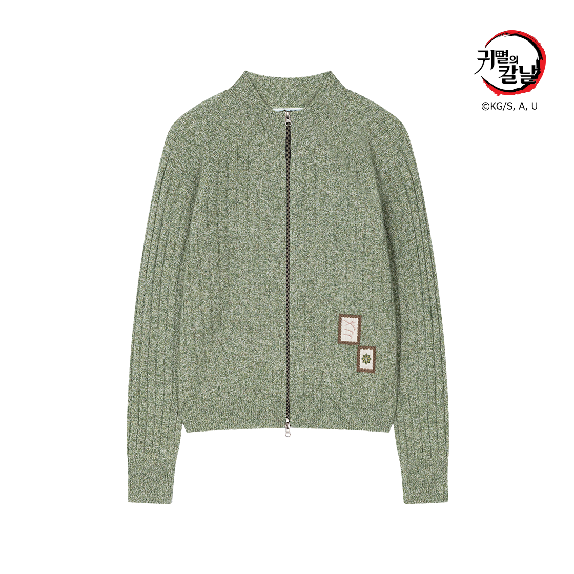 웨이비니스 아플리케 패치 풀집업 니트웨어 사네미(Waviness Applique Patch Full-Zip Knitwear Sanemi)