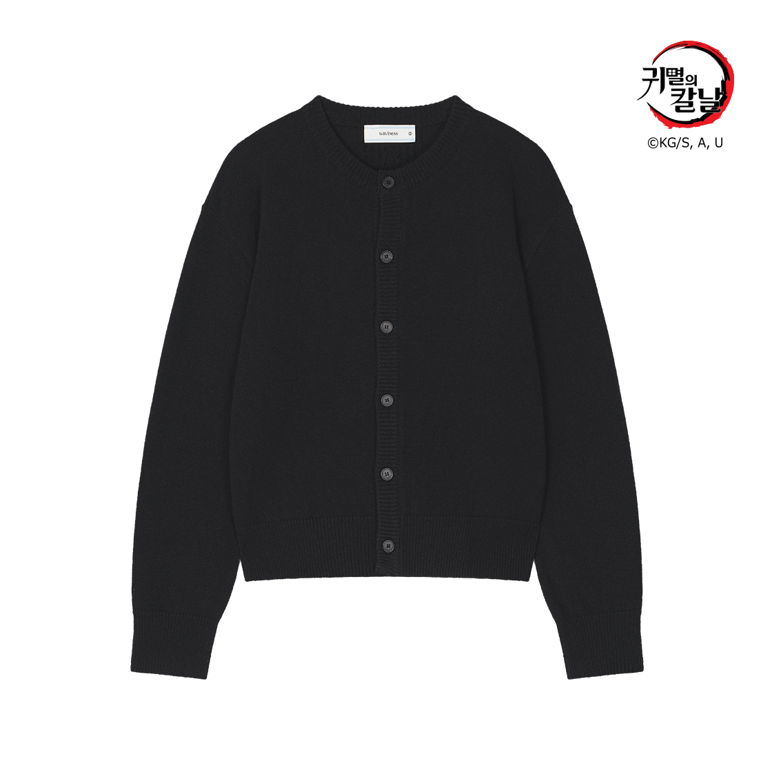 웨이비니스 라운드넥 엘보우 레더 패치 가디건 젠이츠(Waviness Round-Neck Elbow Leather Patch Cardigan Zenitsu)