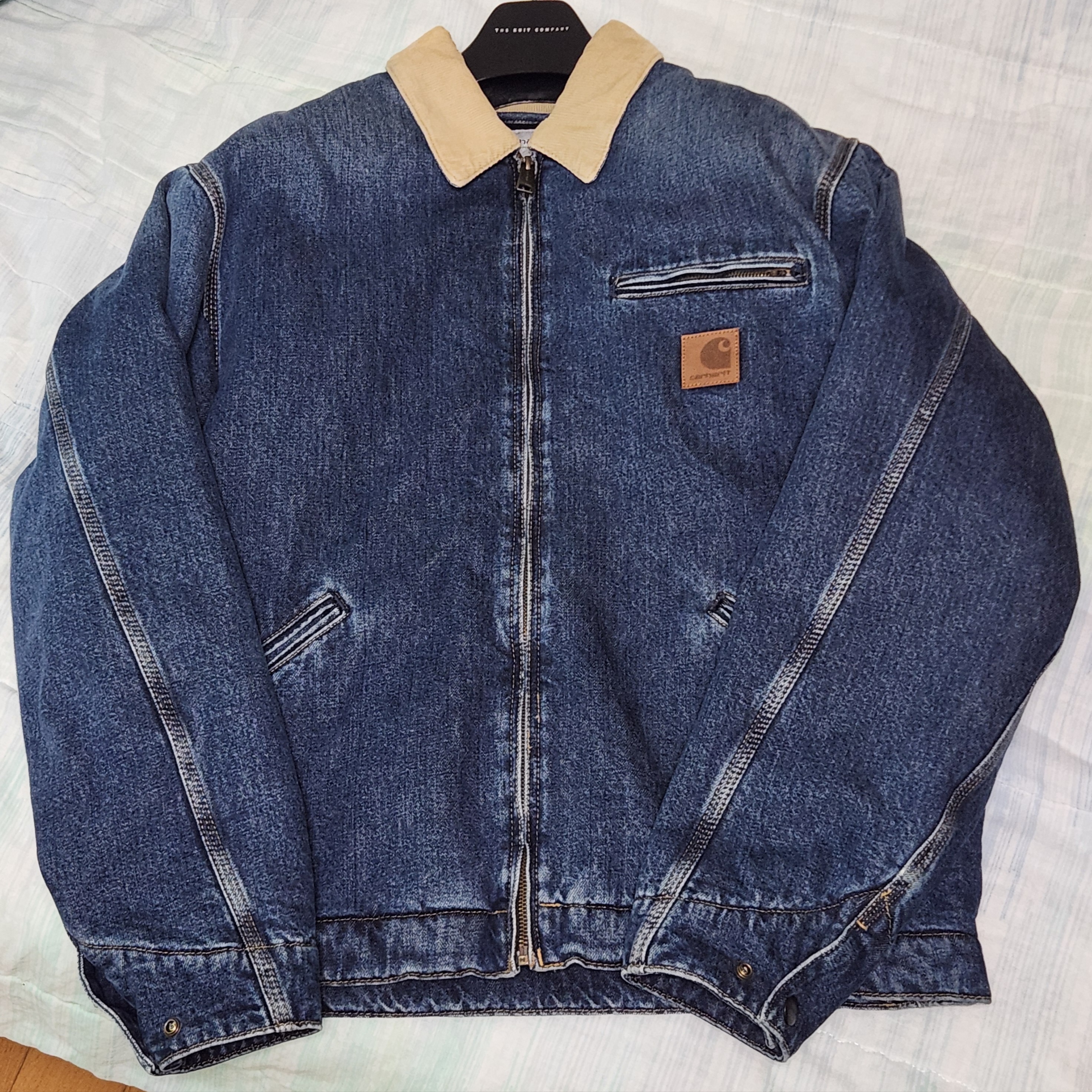 Carhartt WIP OG Detroit Jacket Blue Dusty Hamilton Brown 착용 스타일