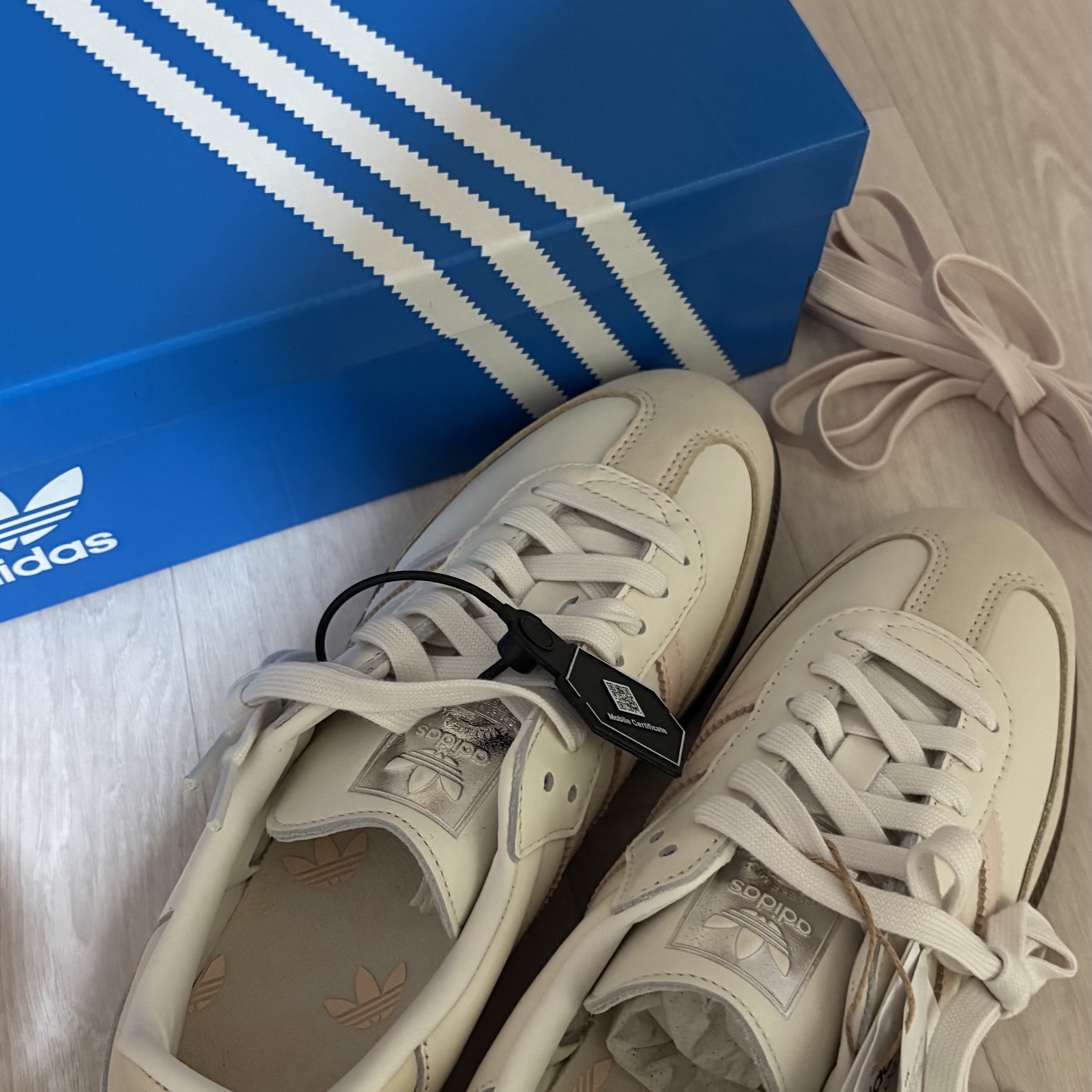 (W) Adidas Samba OG Cloud White Wonder Quartz 착용 스타일 - 2
