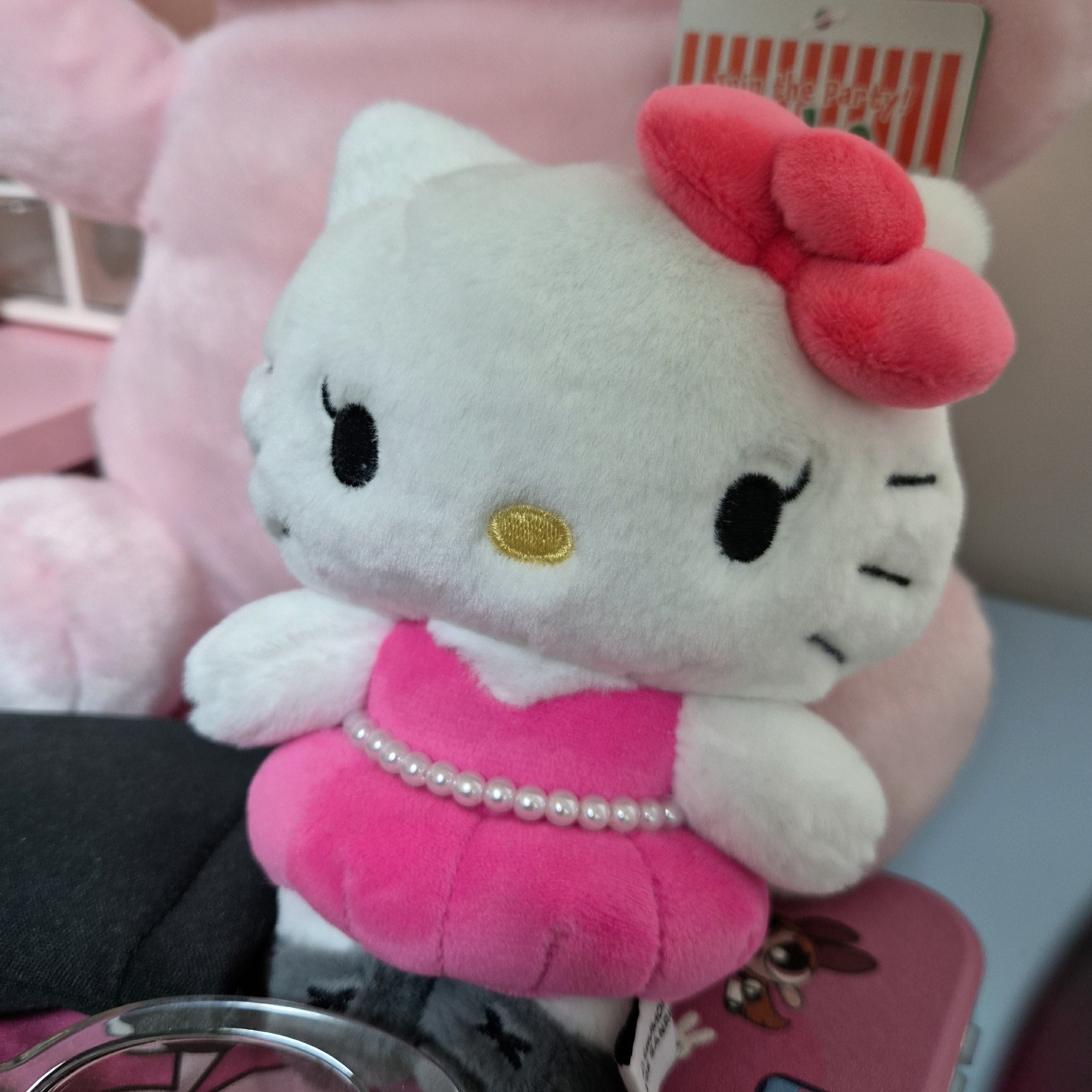 HELLO KITTY x JISOO Plush Keychain Red Pink (Opened Case) 착용 스타일
