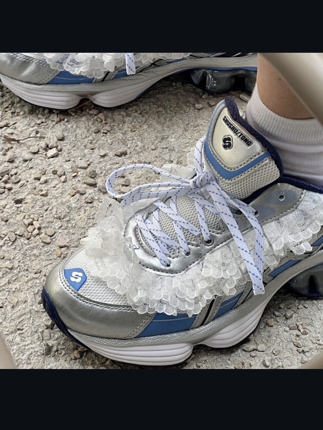 Asics x Shushu Tong Gel-Kinetic Fluent White Dive Blue 착용 스타일 - 4
