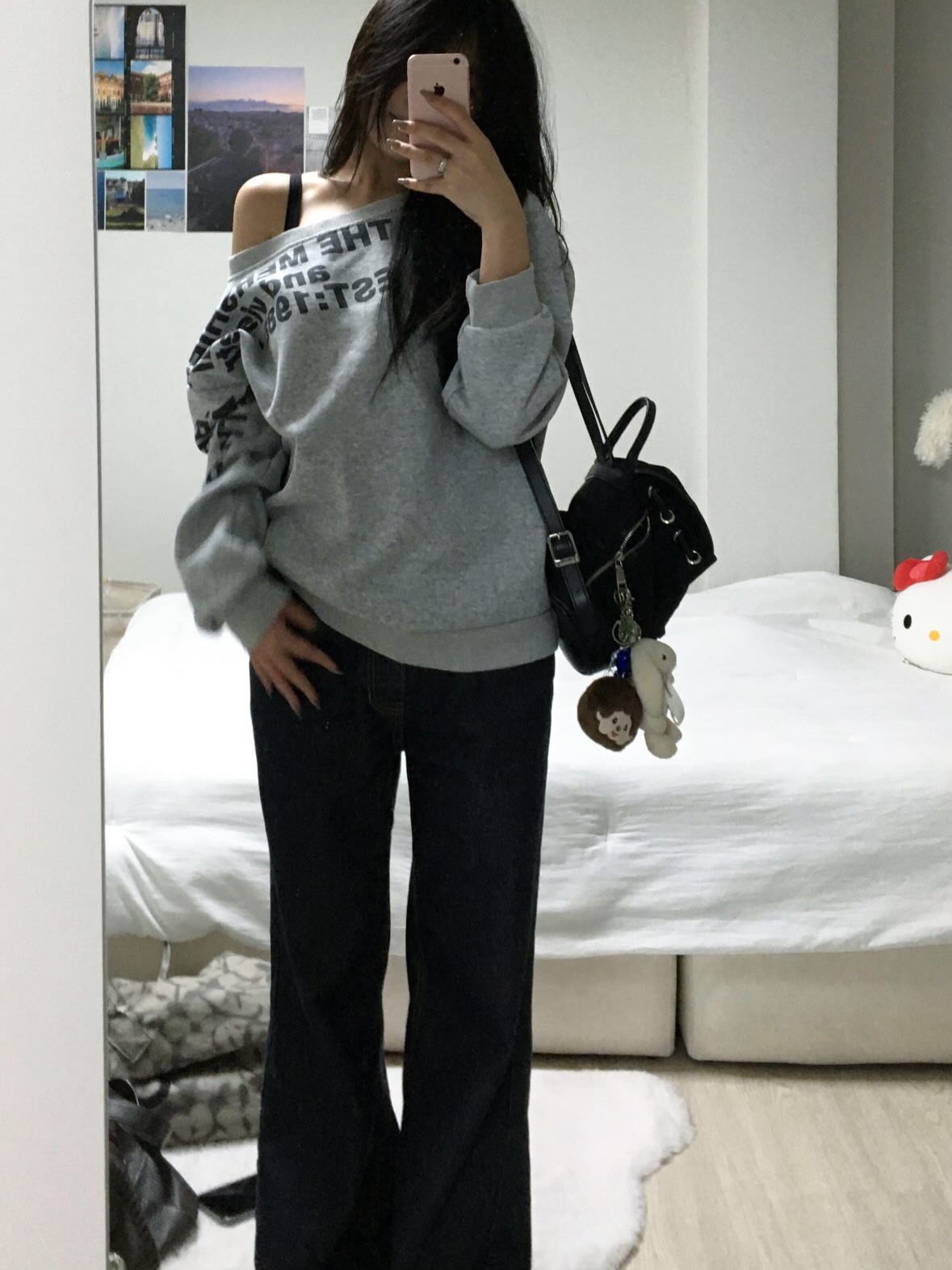 Threetimes Acorn Backpack Black 착용 스타일 - 1