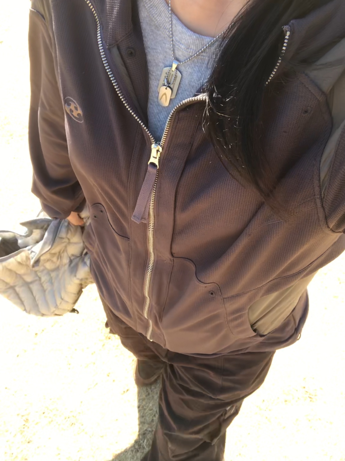 Sansan Gear Dual-Shade Jacket Brown, (W) Nike Air Force 1 '07 Cacao Wow 착용 스타일 - 2