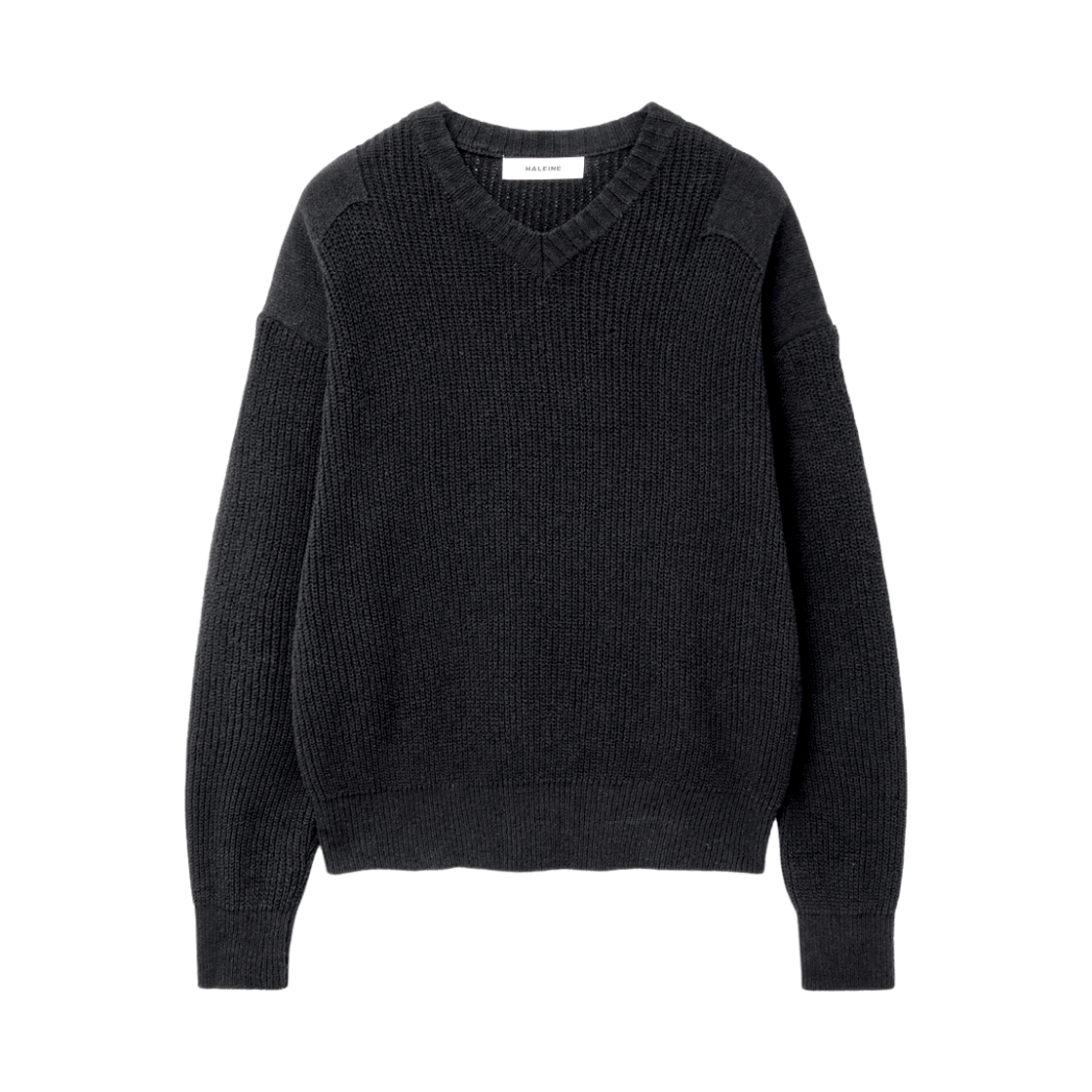 알렌느 크롭 브이넥 릴렉스드 니트 블랙(Haleine Cropped V-Neck Relaxed Knit Black (XT110))