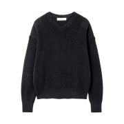 Haleine Cropped V-Neck Relaxed Knit Black (XT110)