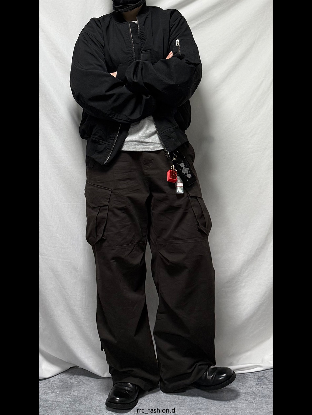 Flavorism VTG Washed Cargo Pants Washed Dark Brown, [프리오더] Polyteru Argyle Card Wallet Black 착용 스타일 - 3