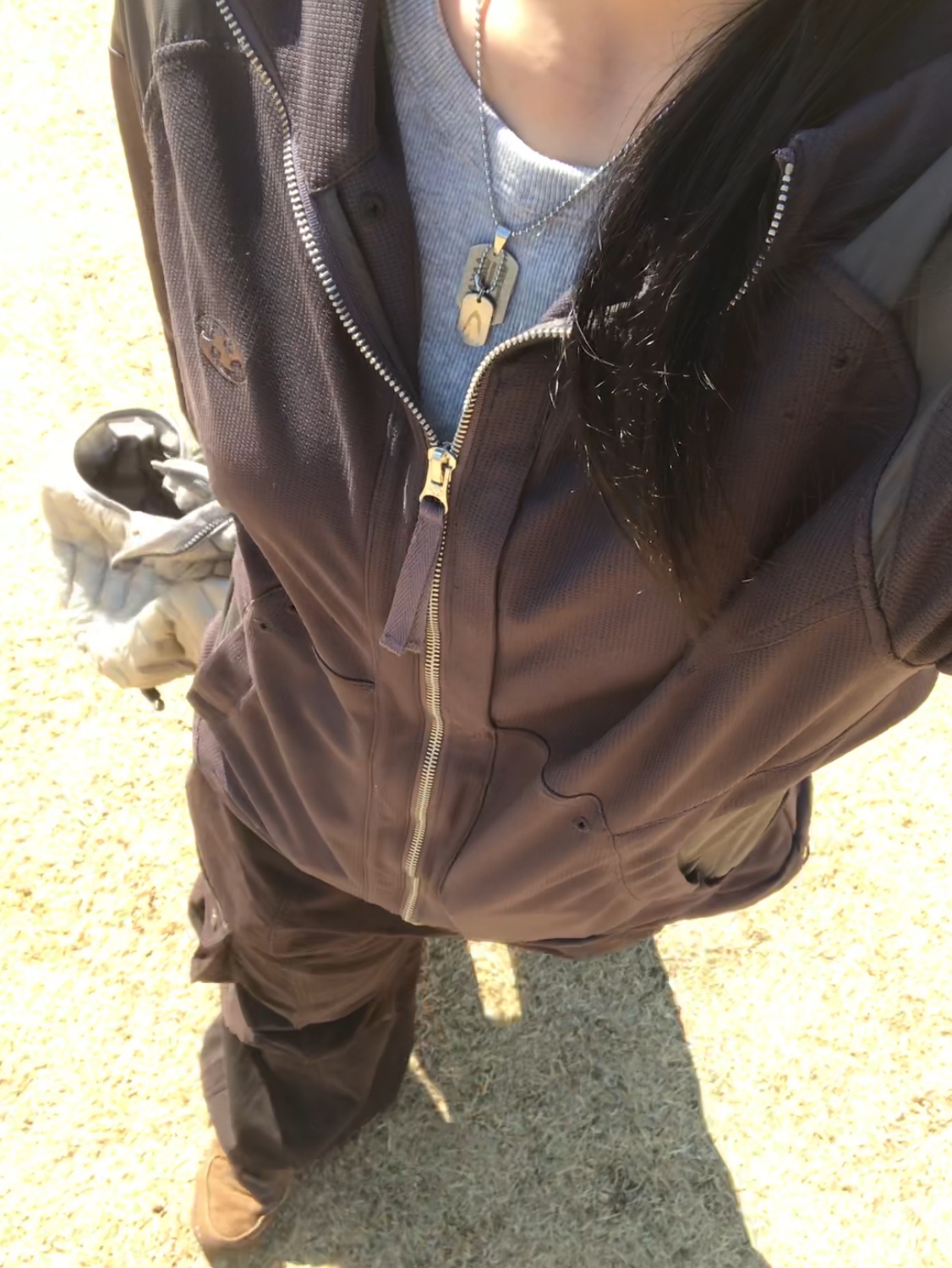 Sansan Gear Dual-Shade Jacket Brown, (W) Nike Air Force 1 '07 Cacao Wow 착용 스타일 - 1