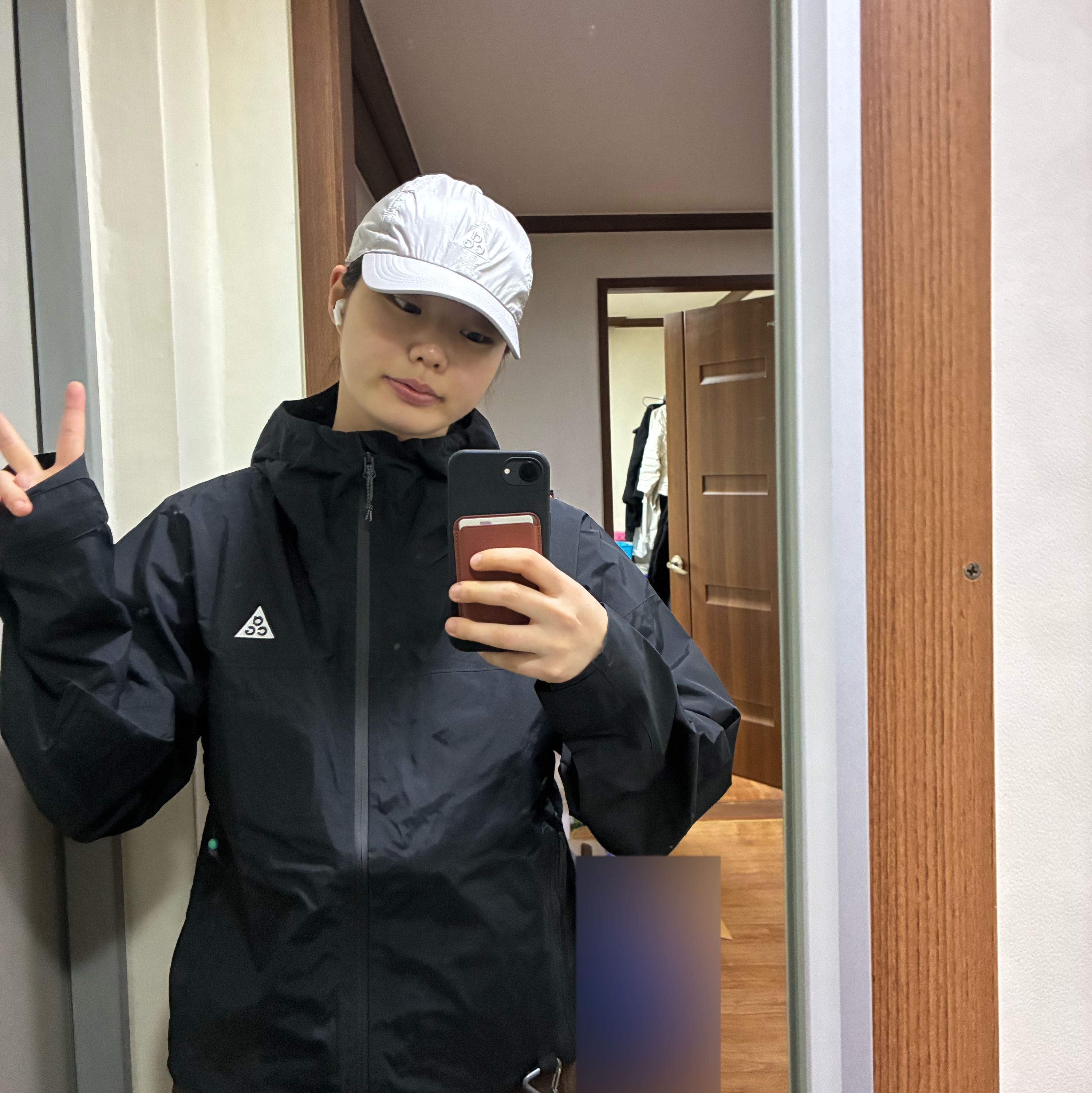 Nike ACG Dri-Fit Club Trail Cap College Grey, Nike ACG Morpho Storm-Fit ADV Rain Jacket Black - Asia 착용 스타일