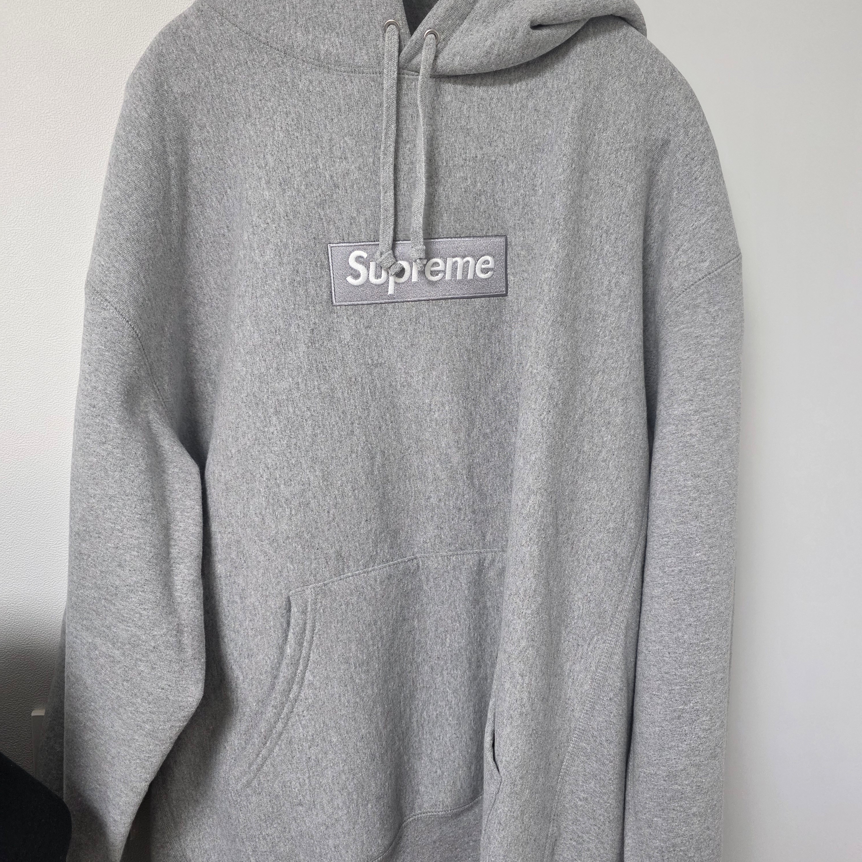 Supreme Box Logo Hooded Sweatshirt Heather Grey - 24FW 착용 스타일