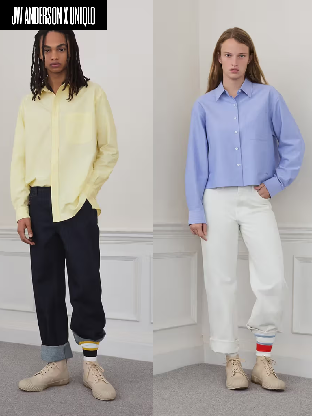 Uniqlo x JW Anderson Straight Jean Blue - KR, Uniqlo x JW Anderson Roll Top Backpack Blue 착용 스타일 - 3