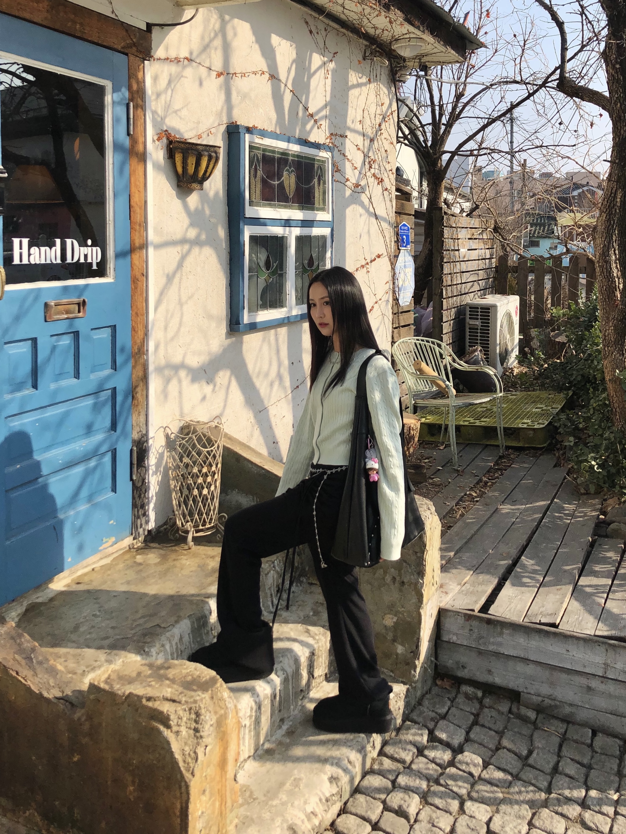 Riomeu Two-way Shirring Layered Skirt Pants Black 착용 스타일
