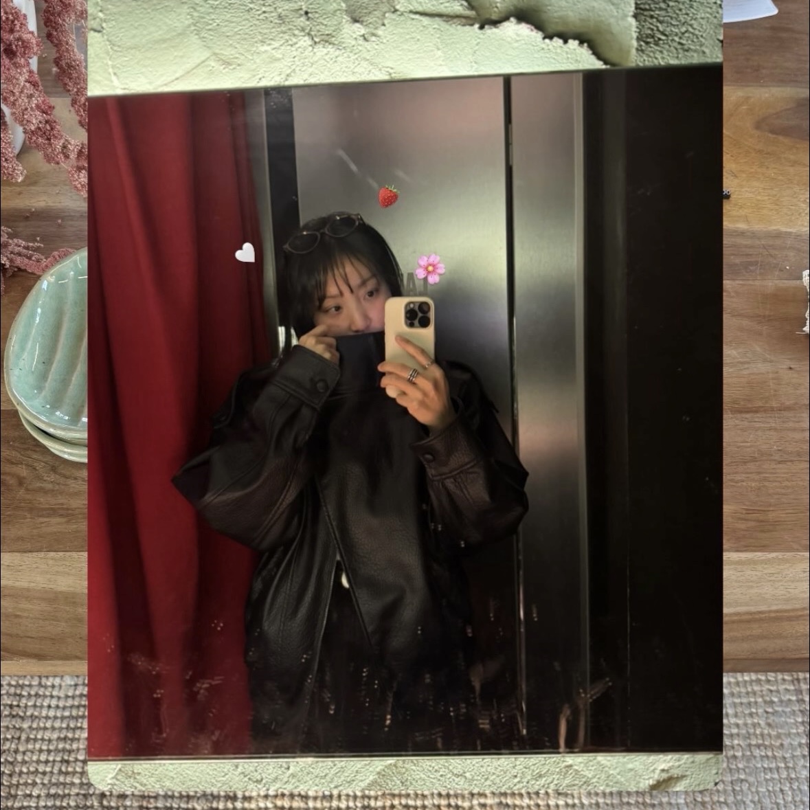Zara Faux Leather Jacket Black 착용 스타일