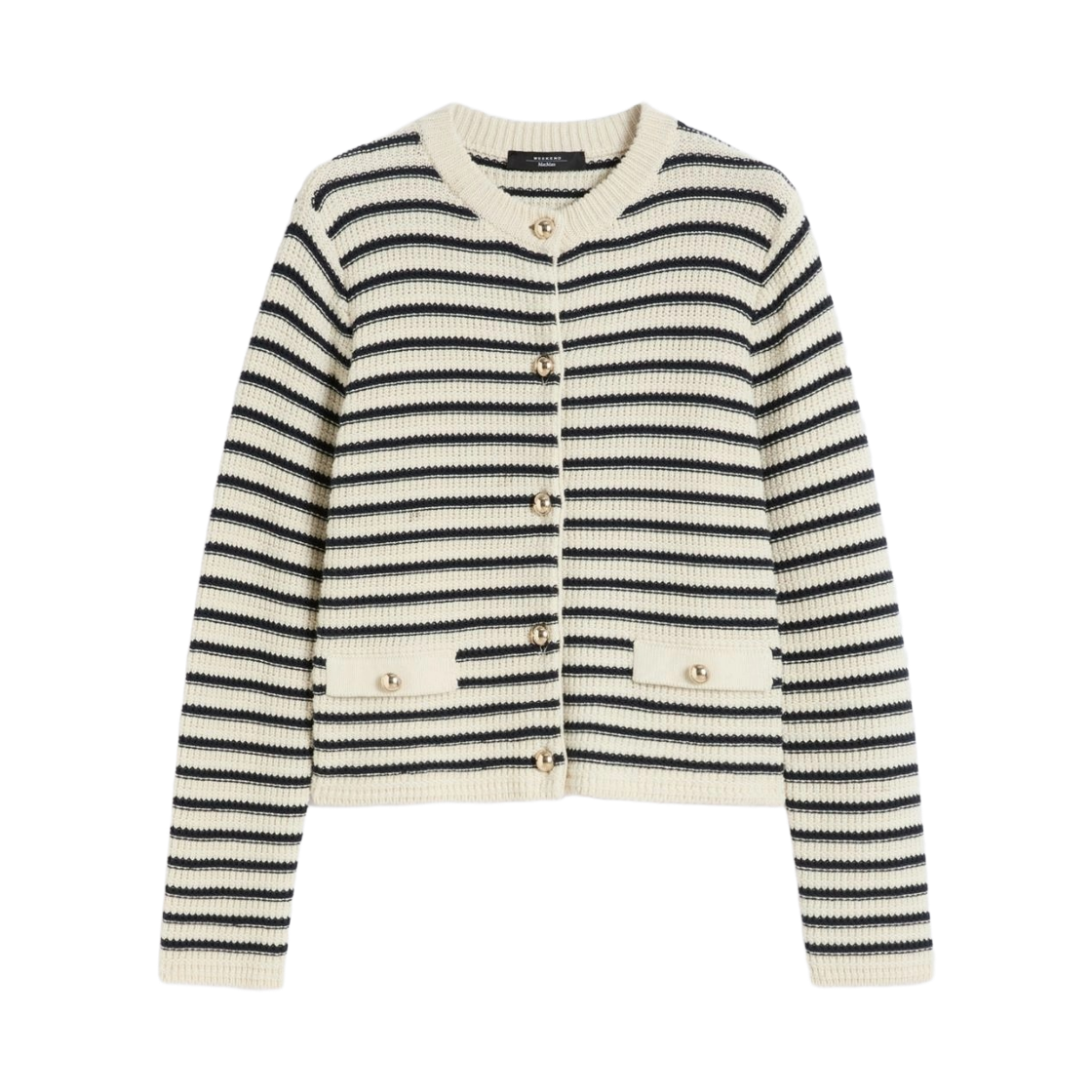 (W) 위켄드 막스마라 보드카 코튼 크롭 가디건 네이비((W) Weekend Max Mara Vodka Cropped Cardigan in Cotton Navy)