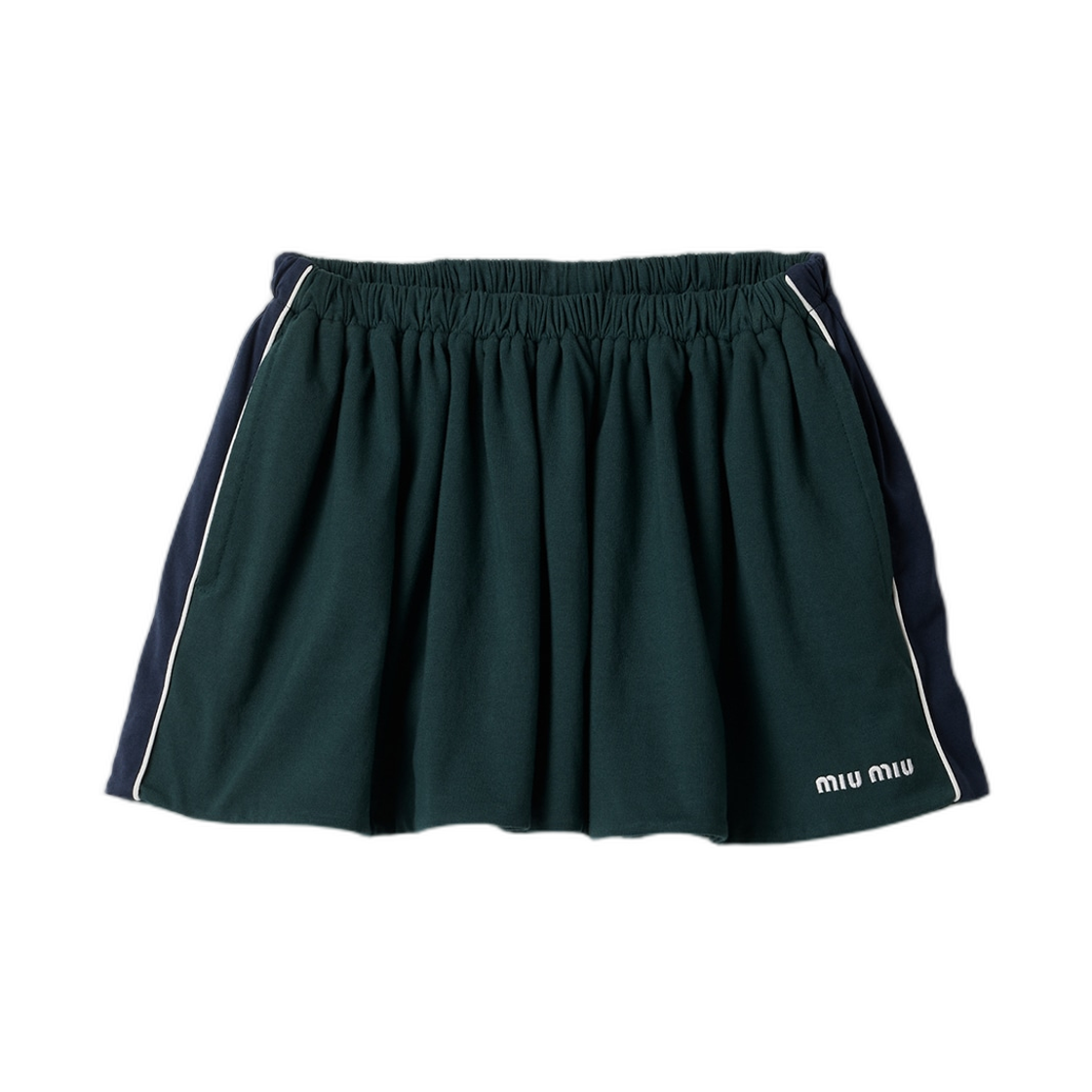 MJD232-182D-F0R3V (W) Miu Miu Cotton Jersey Miniskirt Bottle Green Blue