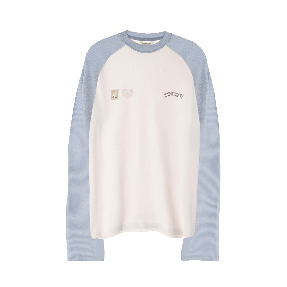 USM26LS01 Unsteadymarket Raglan Waffle LS Tee_ Sky Blue