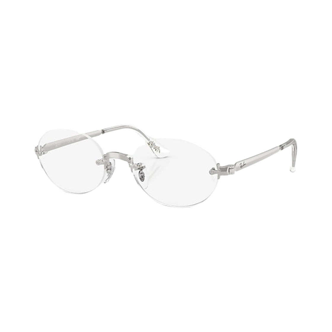 레이밴 x 에이셉 라키 옵틱스 아이글래스 폴리쉬드 실버 프레임 어드저스터블 노즈패드(Ray-Ban x A$AP Rocky Optics Eyeglasses Polished Silver Frame Adjustable Nosepads)