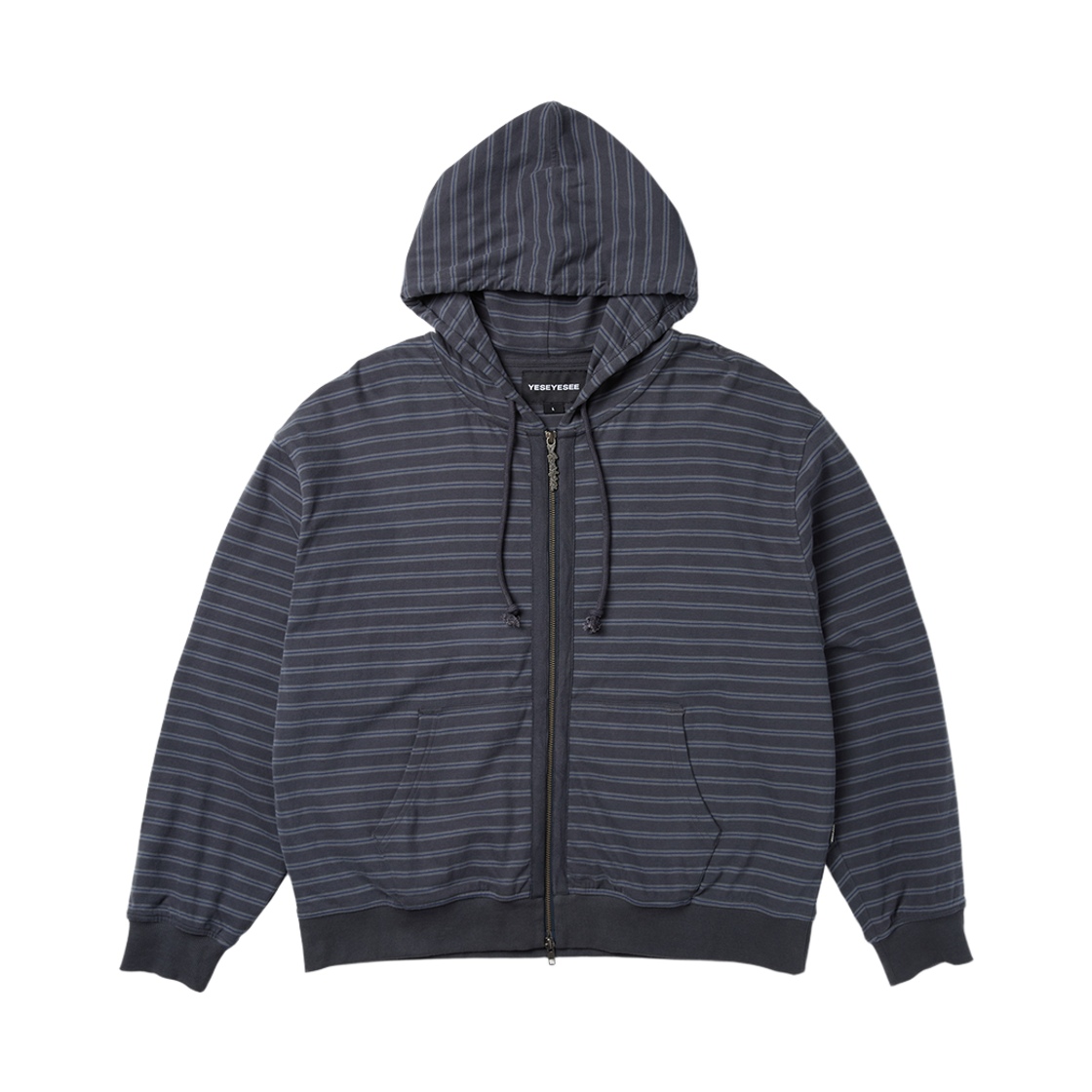 [더블적립] 예스아이씨 예스 스트라이프 싱글 집업 후디 차콜([더블적립] YESEYESEE Y.E.S Stripe Single Zip-up Hoodie Charcoal)
