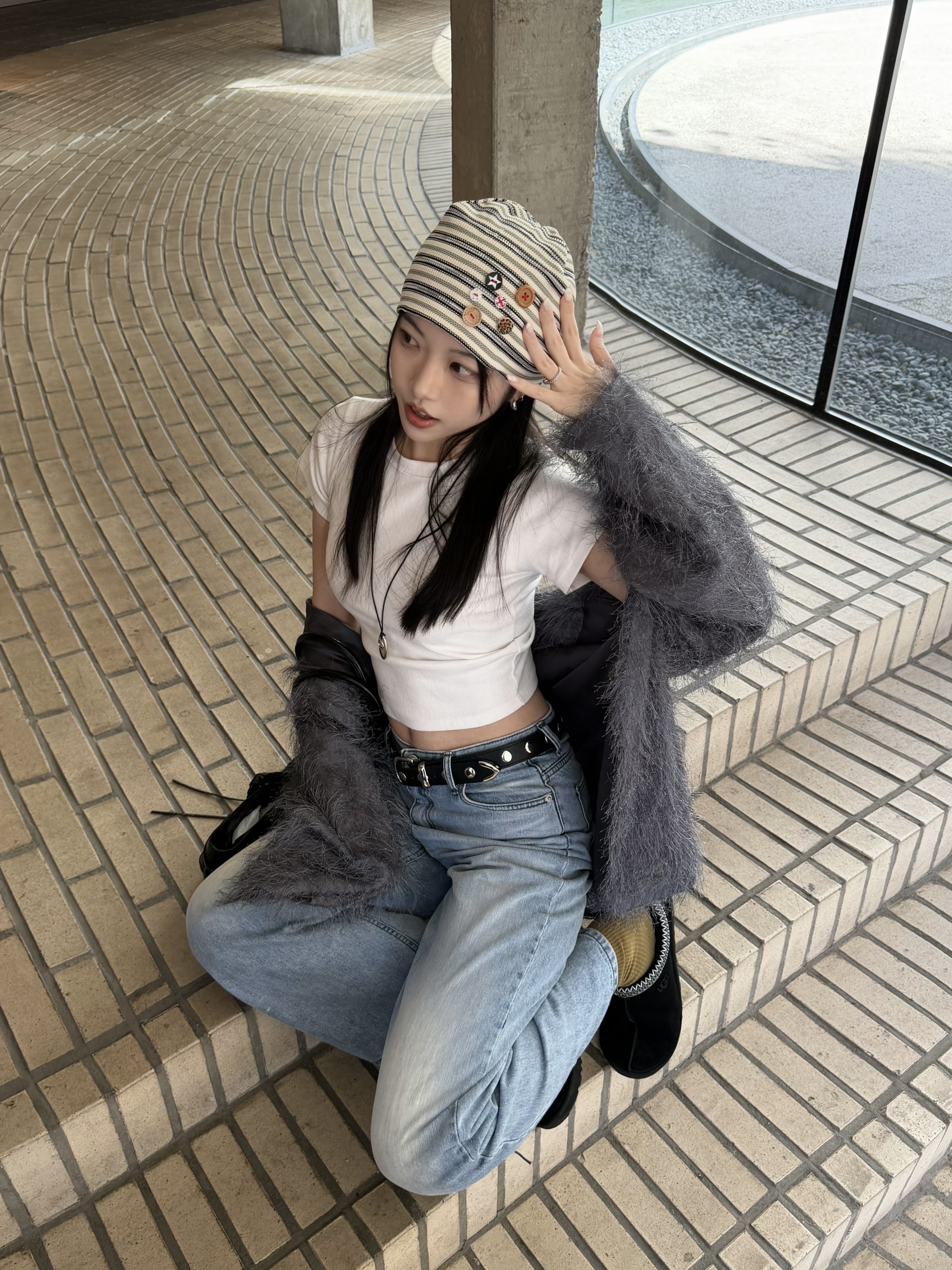 CAVISH Striped Button Beanie Ivory, UGG Tasman II Slipper Black ์ฐฉ์ฉ ์คํ์ผ - 1