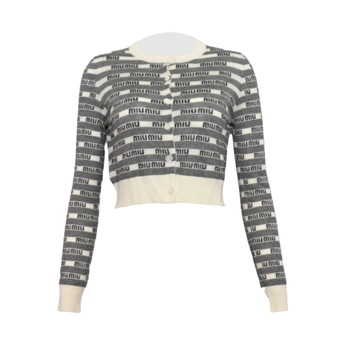 ITTE868HFE8G Miu Miu MMF711 Cashmere Multi-Logo Silk Women's Cropped Cardigan