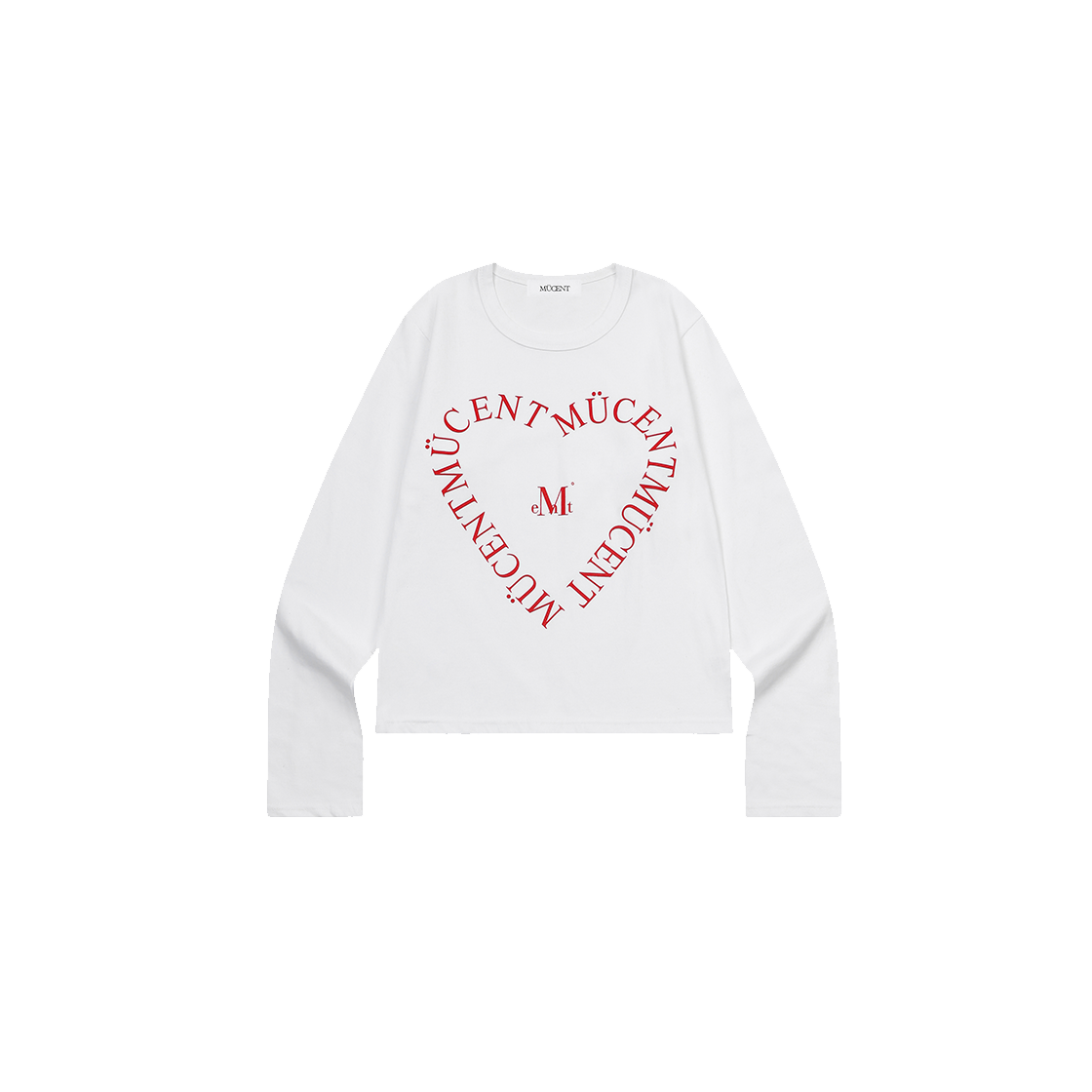 무센트 하트 레터링 긴팔 티 (2컬러) 화이트(MUCENT Heart Lettering Sleeve T (2Color) White)