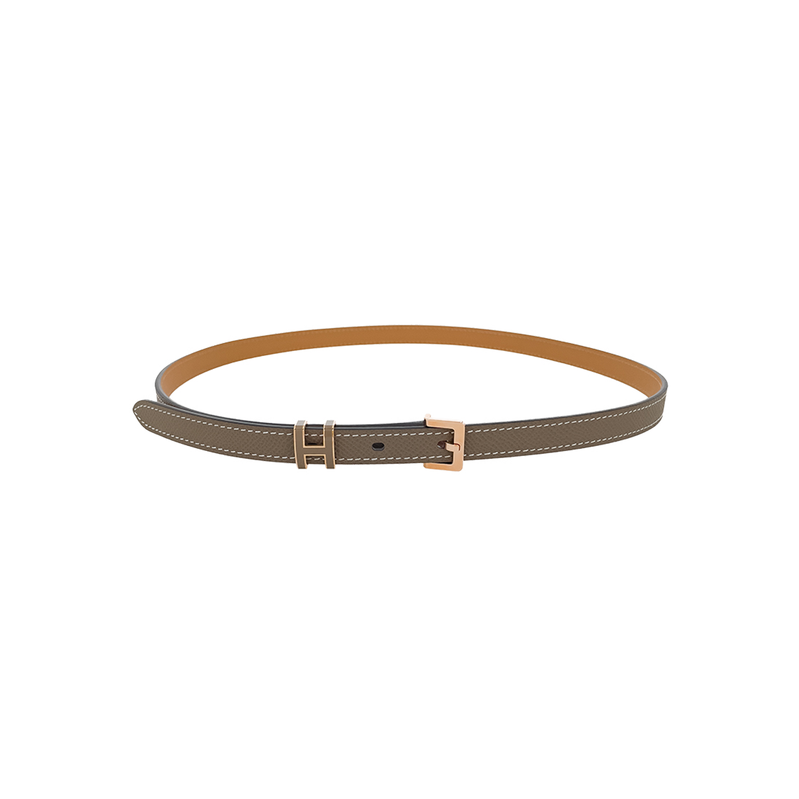 ITR946RN9DM9 Hermes Pop H Belt 80 Etoupe/Camel Gold with Rose Gold B Engraving (6HA0184)