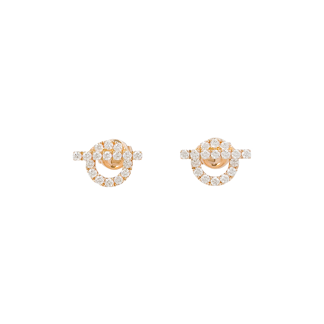ITJHEVMG9NE4 Hermes Piness Earrings in 18K Rose Gold with Diamonds