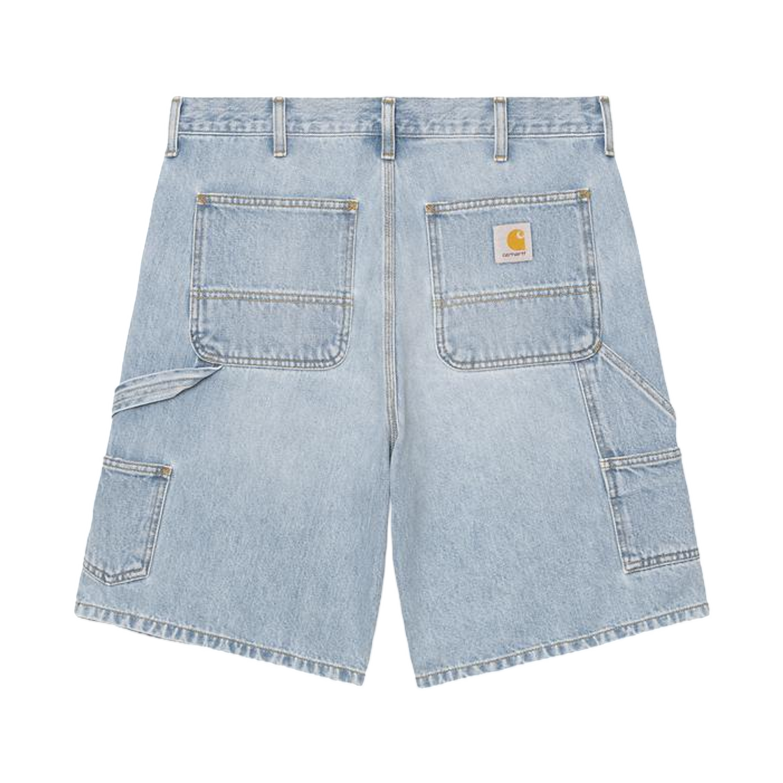 I034867-01-WU Carhartt WIP Double Knee Short Blue Worn Bleached