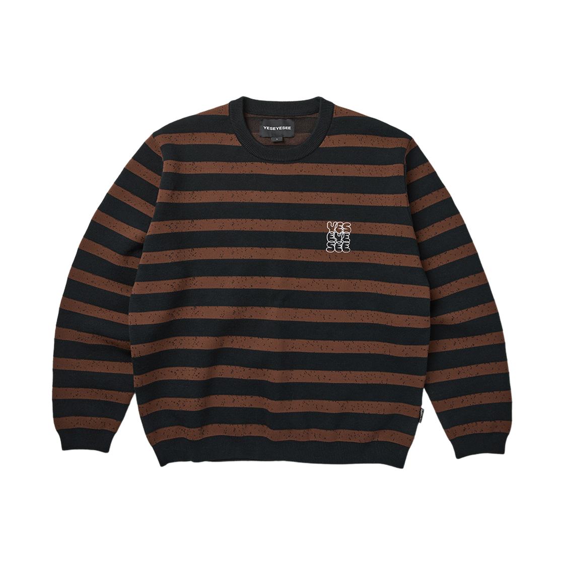 [더블적립] 예스아이씨 스페클 스트라이프 니트 풀오버 잉크([더블적립] YESEYESEE Speckled Stripe Knit Pullover Ink)