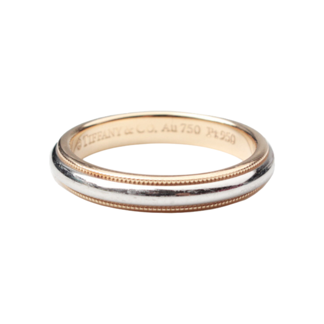 IT4JA5LQ7T45 Tiffany & Co. Milgrain Combo 750 Yellow Gold and Platinum Ring (Size 16)