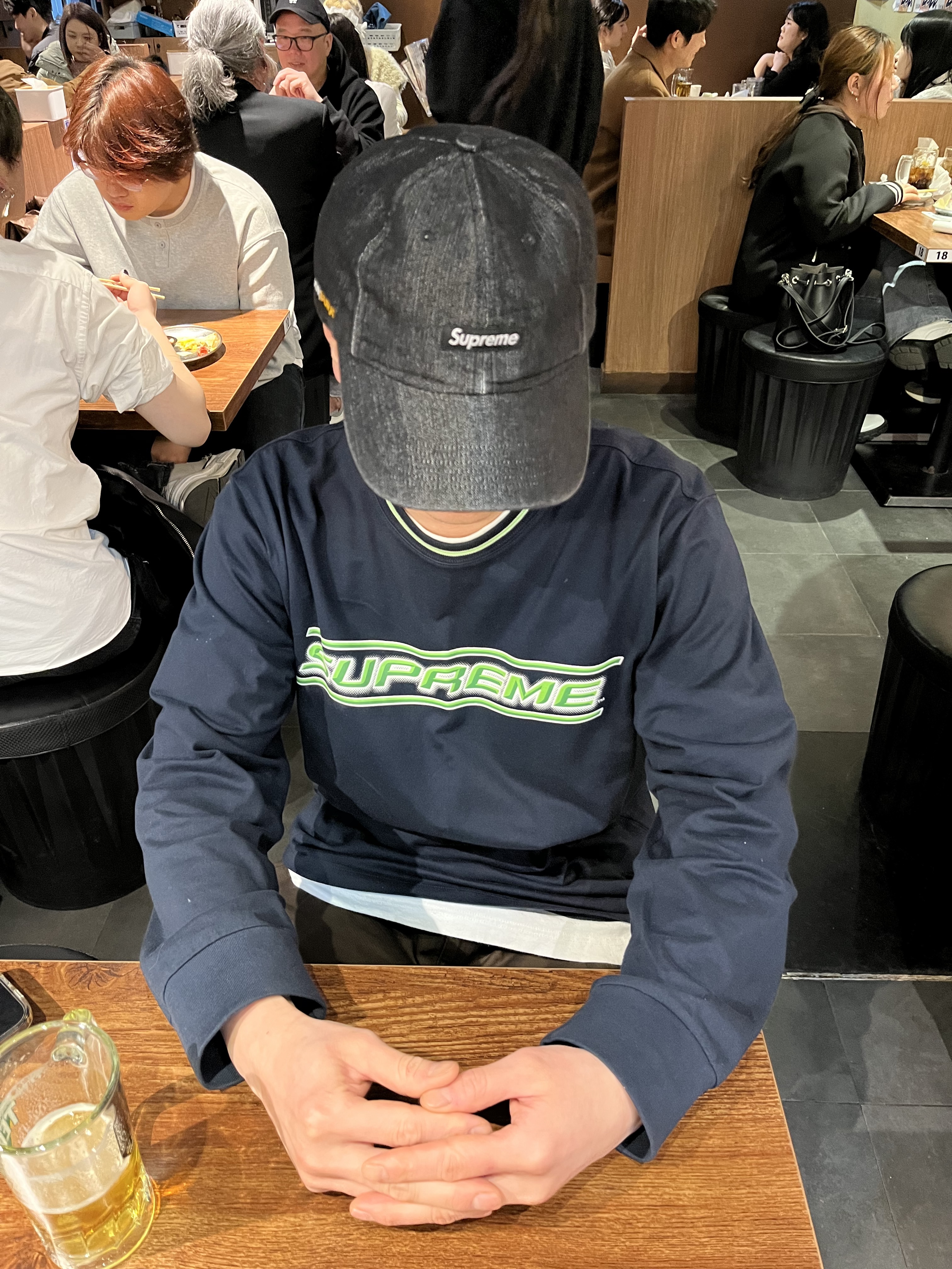 Supreme Cordura Denim Small Box 6-Panel Black - 24SS 착용 스타일 - 1