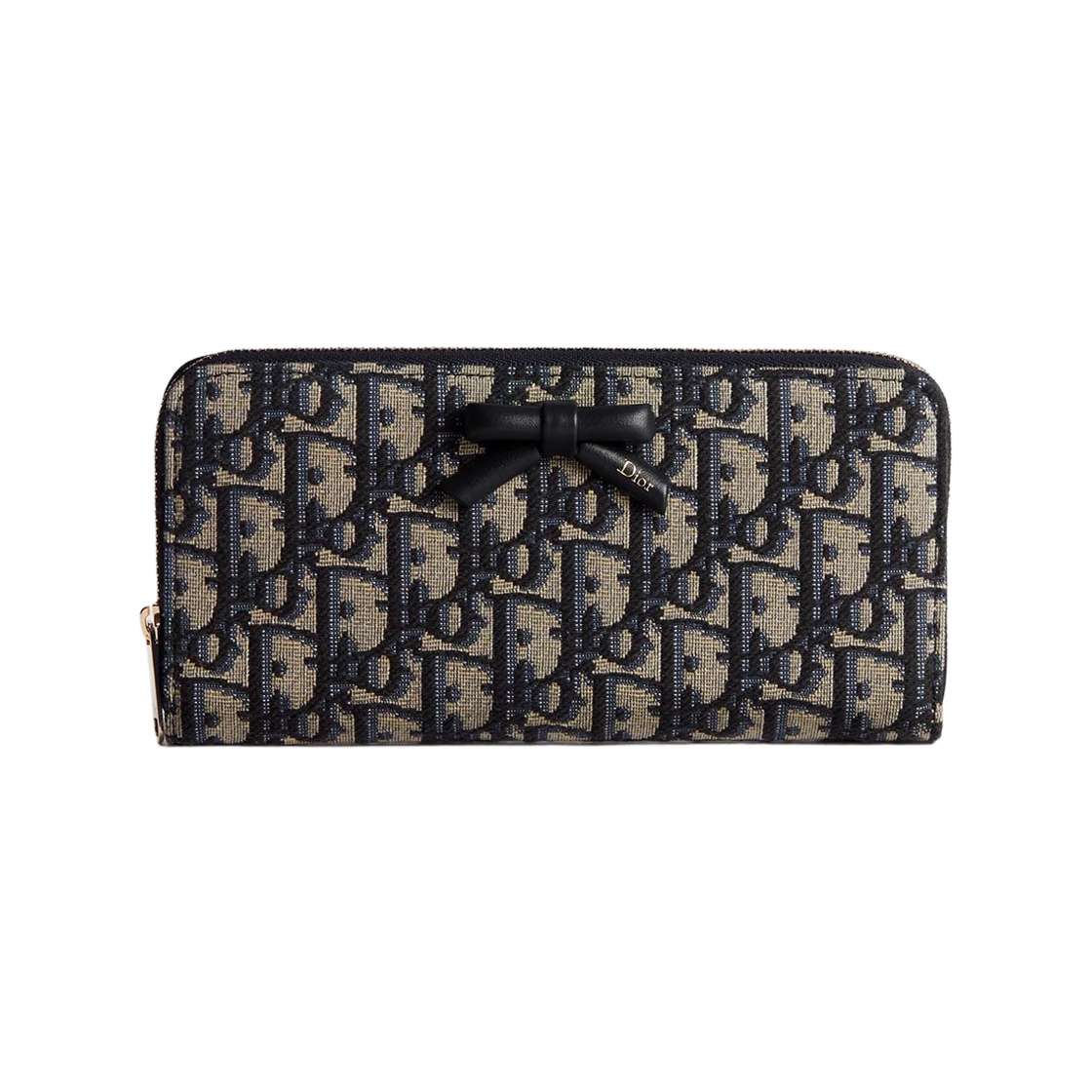 S2501OUQY-M928 Dior Oblique Bow Voyageur Slim Wallet Dior Oblique Jacquard Blue